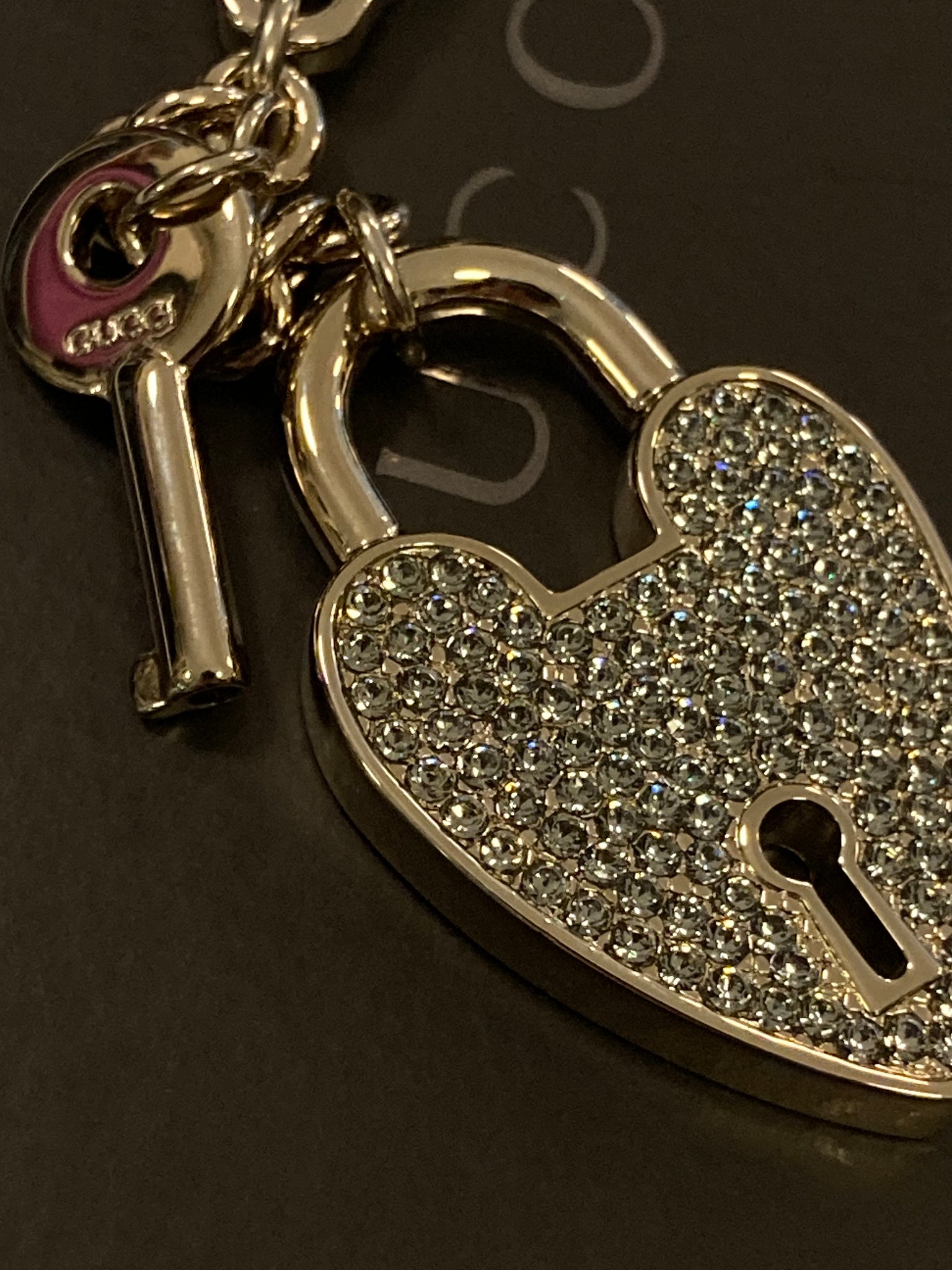 Diamanté Heart & Lock Bag Charm