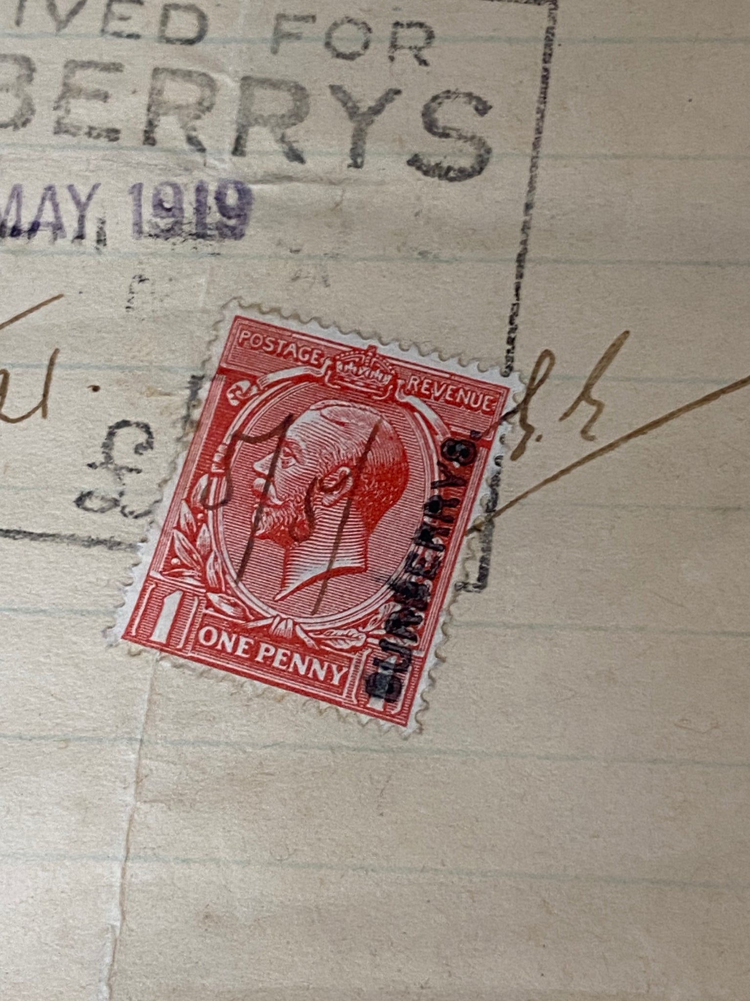 Original Burberry Haymarket SW1 1919 Receipt