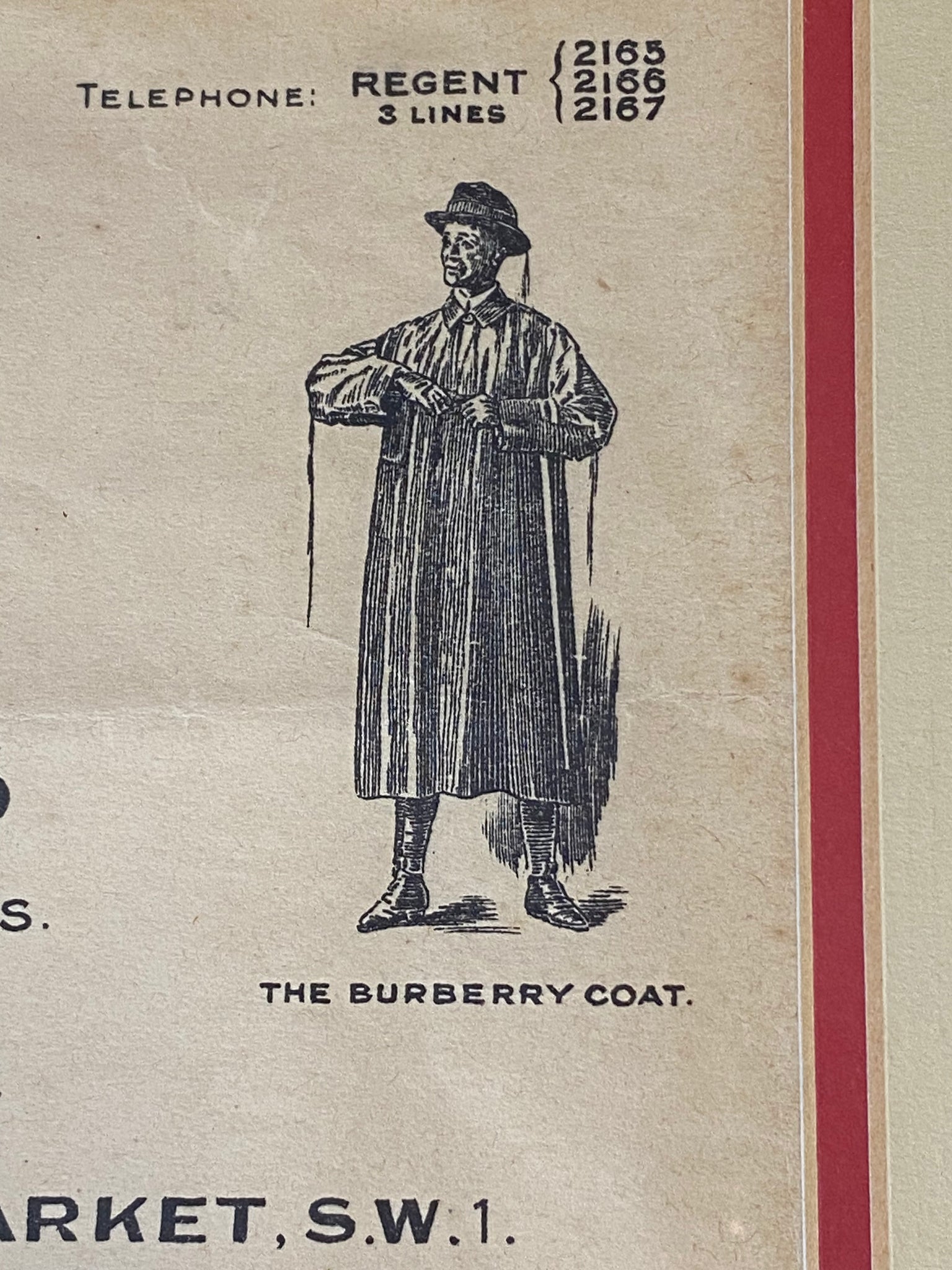 Original Burberry Haymarket SW1 1919 Receipt