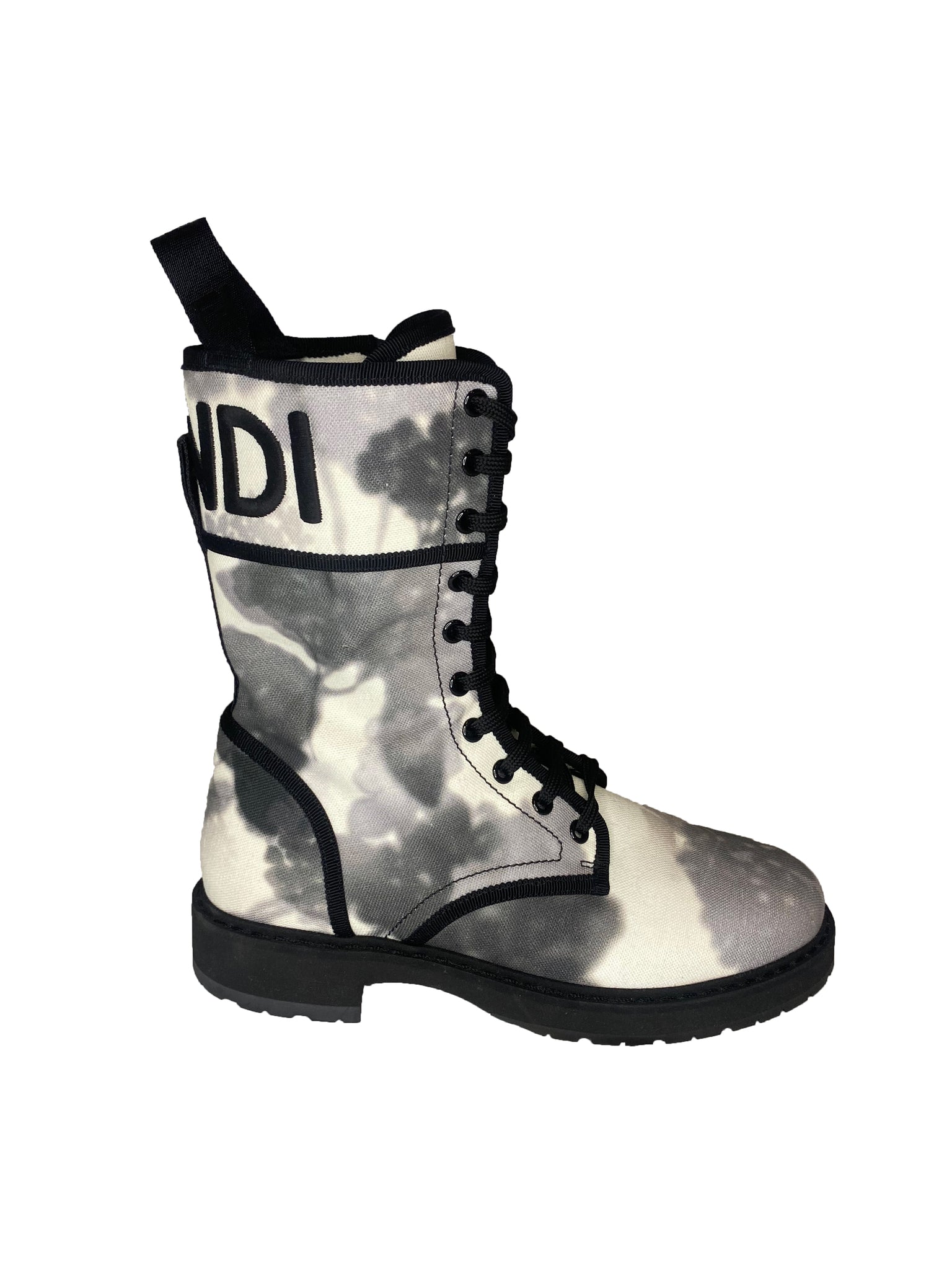 Canvas Floral Print Combat Boots
