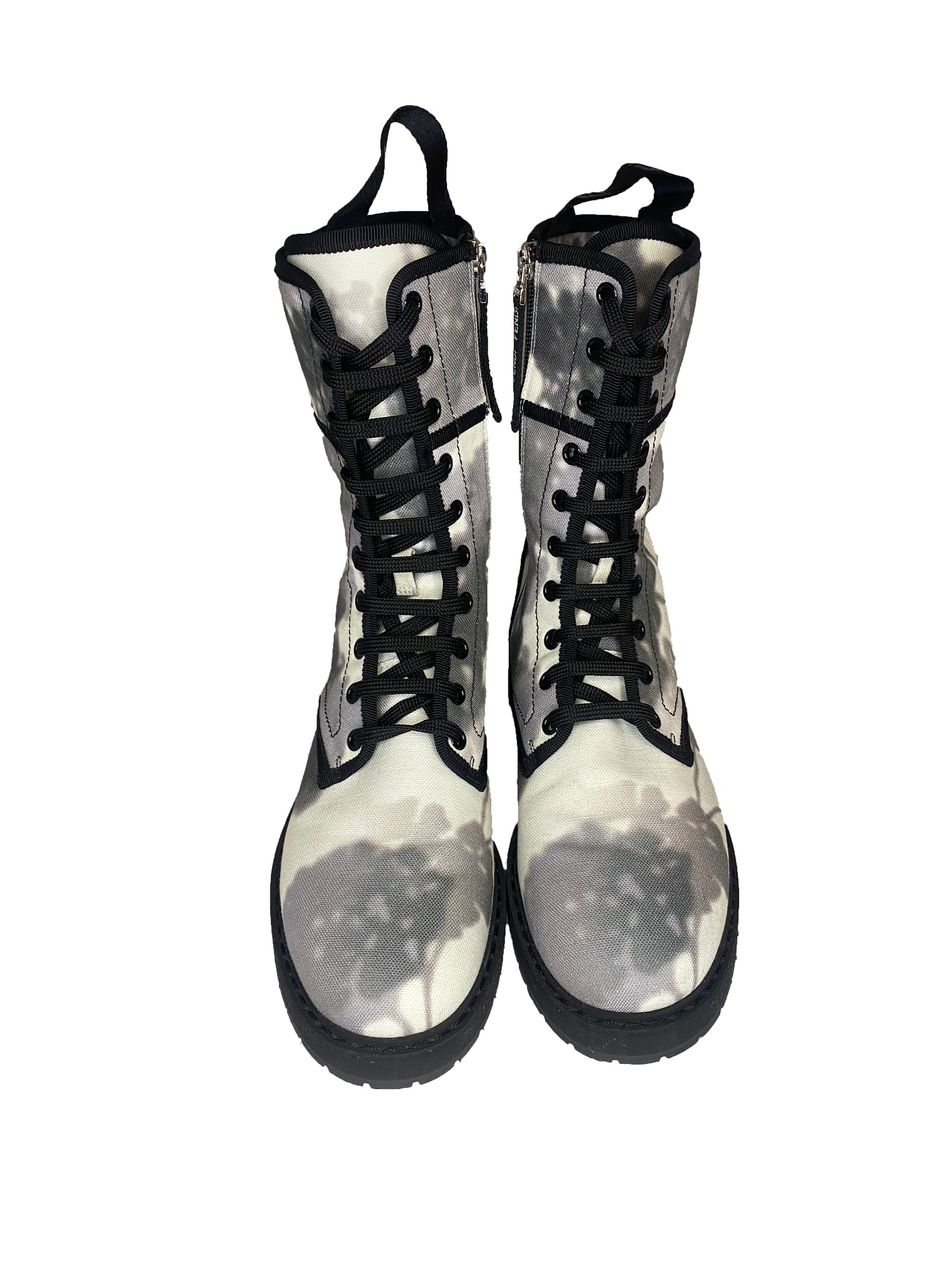Canvas Floral Print Combat Boots