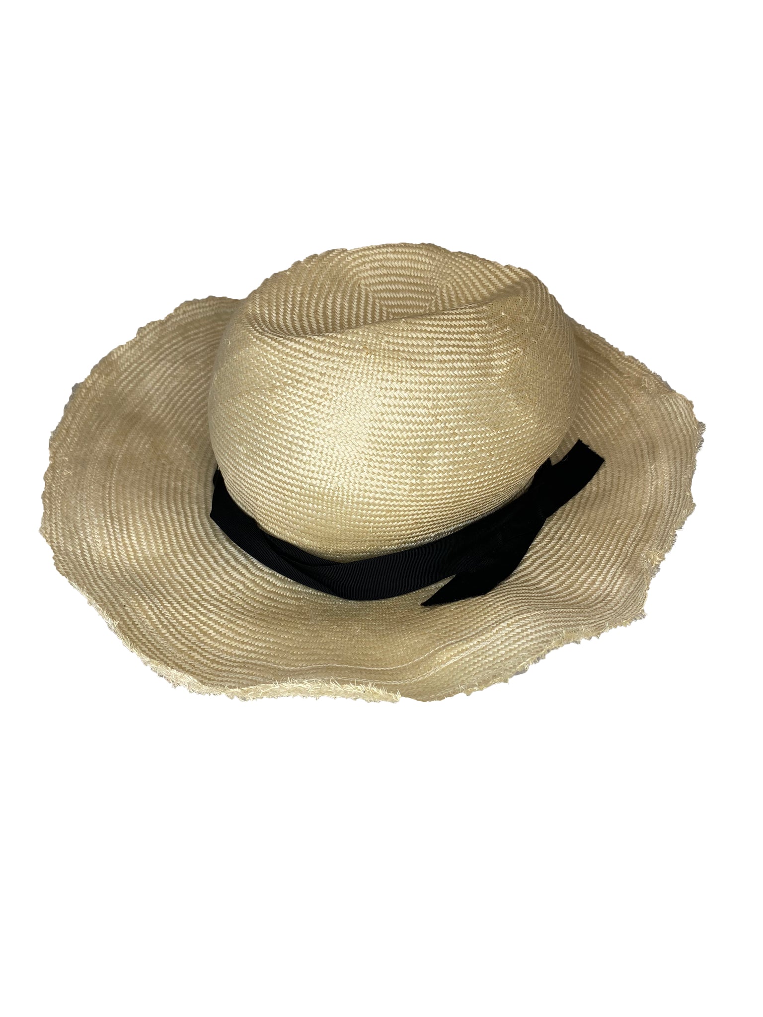 Natural Straw Hat With Grosgrain Ribbon