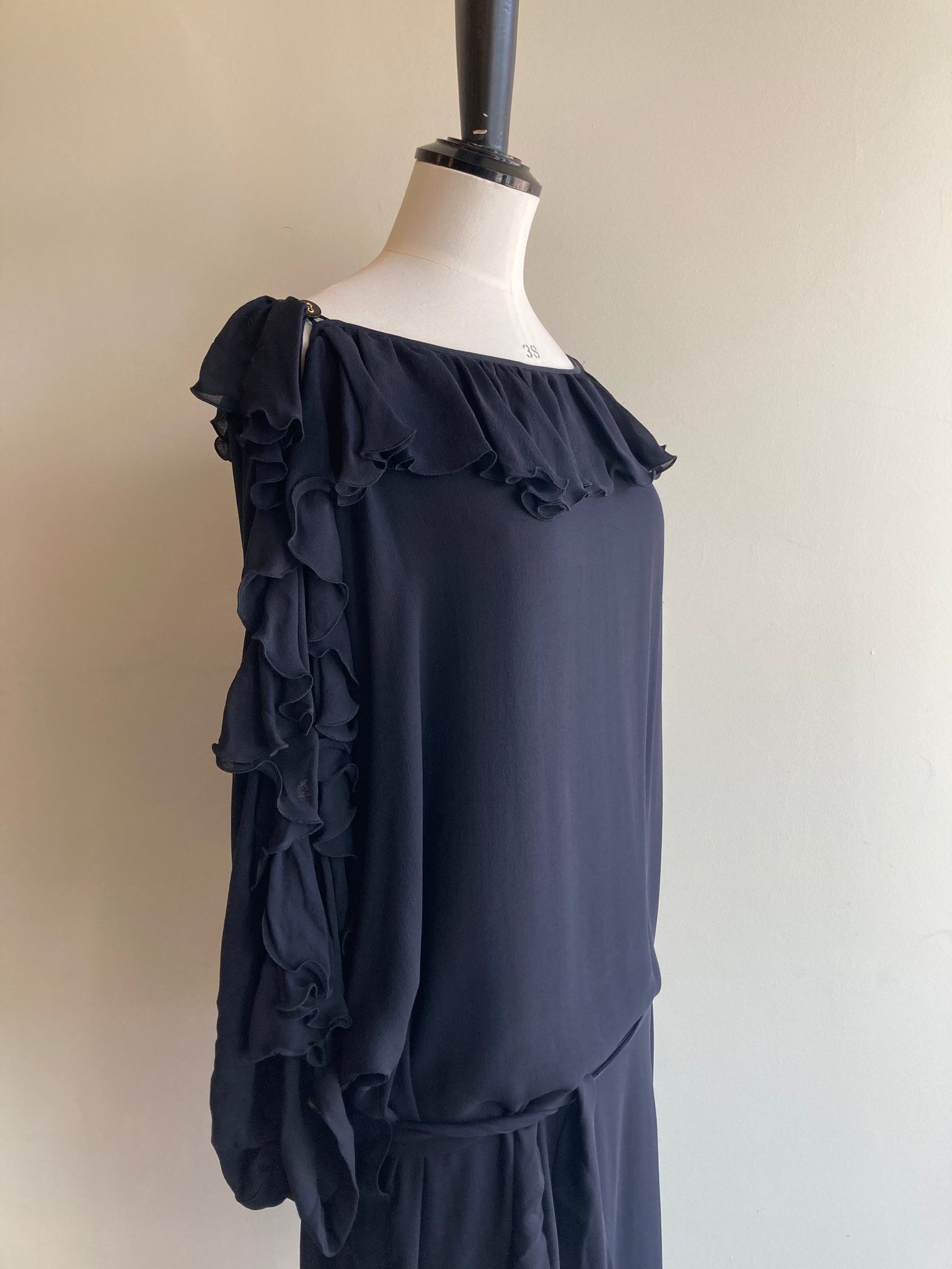 Frilled Silk Dress
