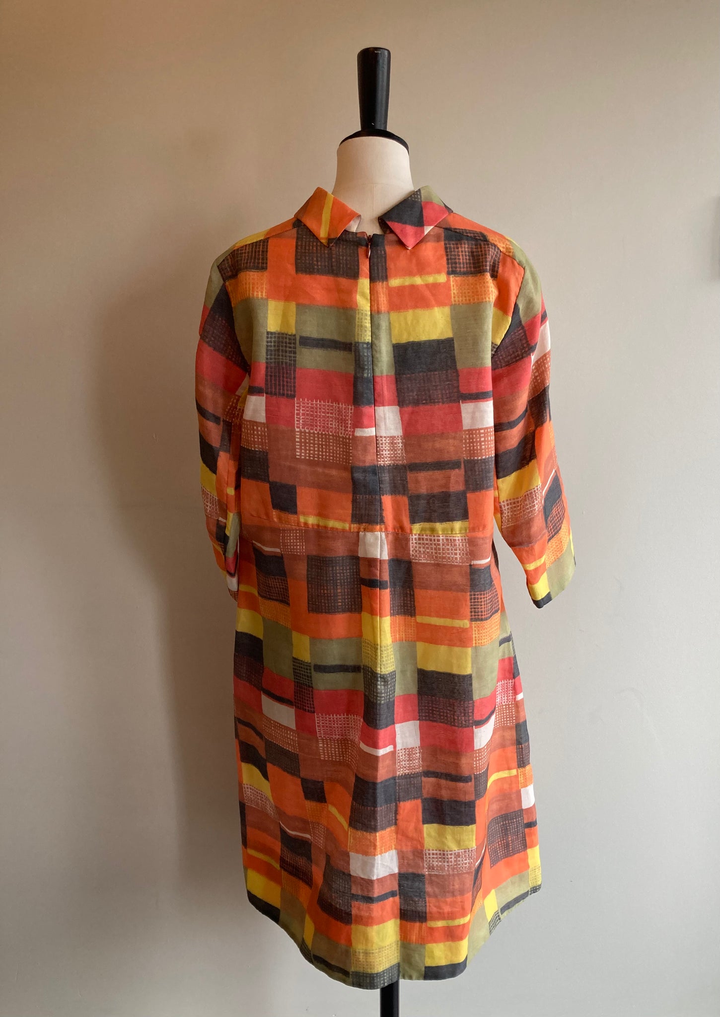 Grid Print Midi Dress