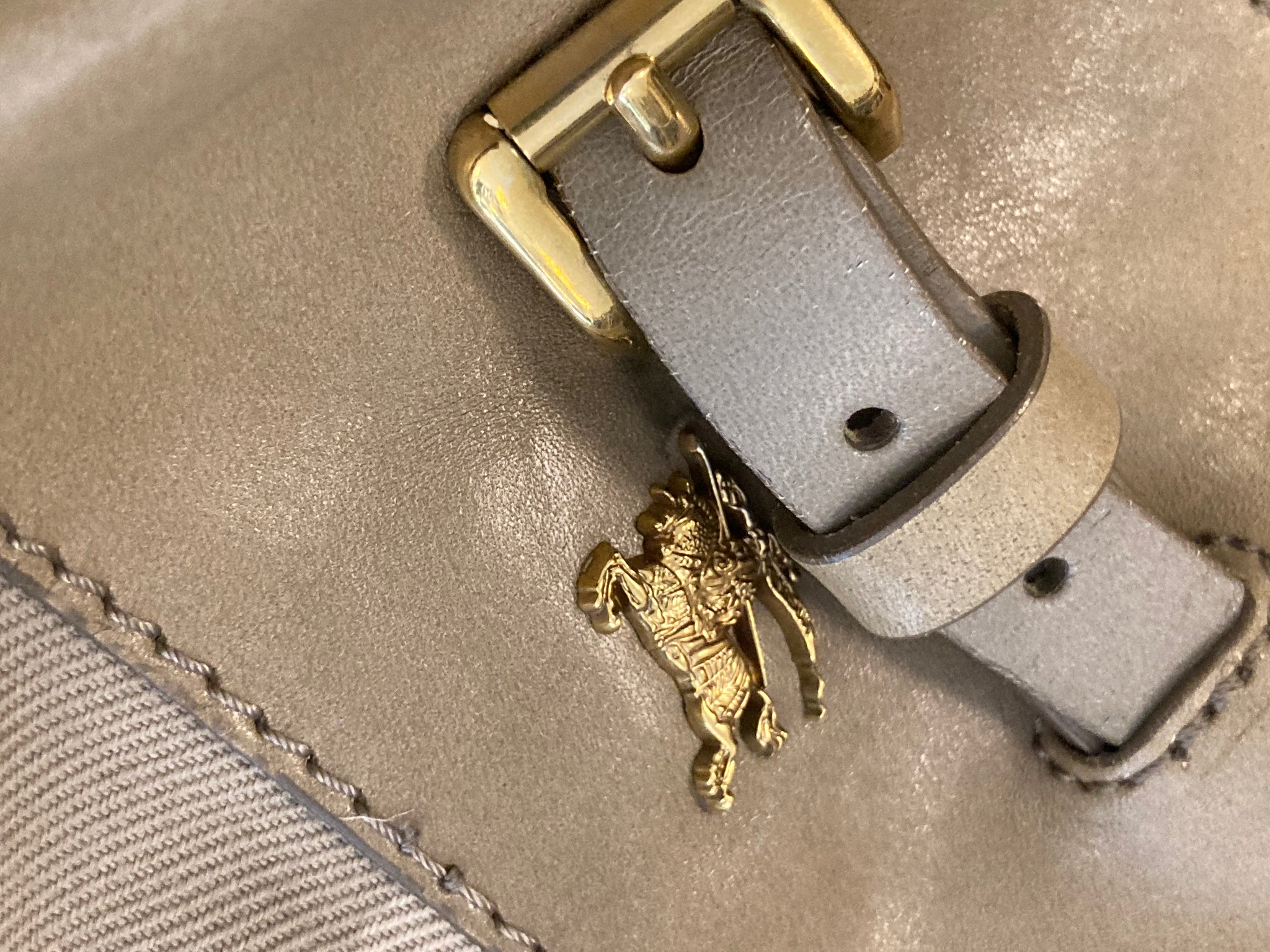Leather and Check Shoulder Bag