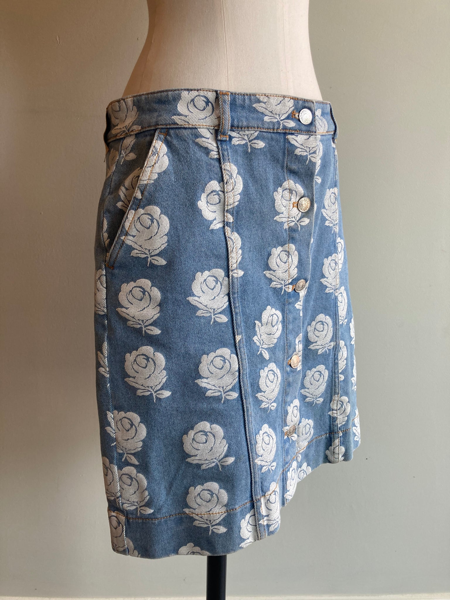 Vintage Floral Denim Skirt