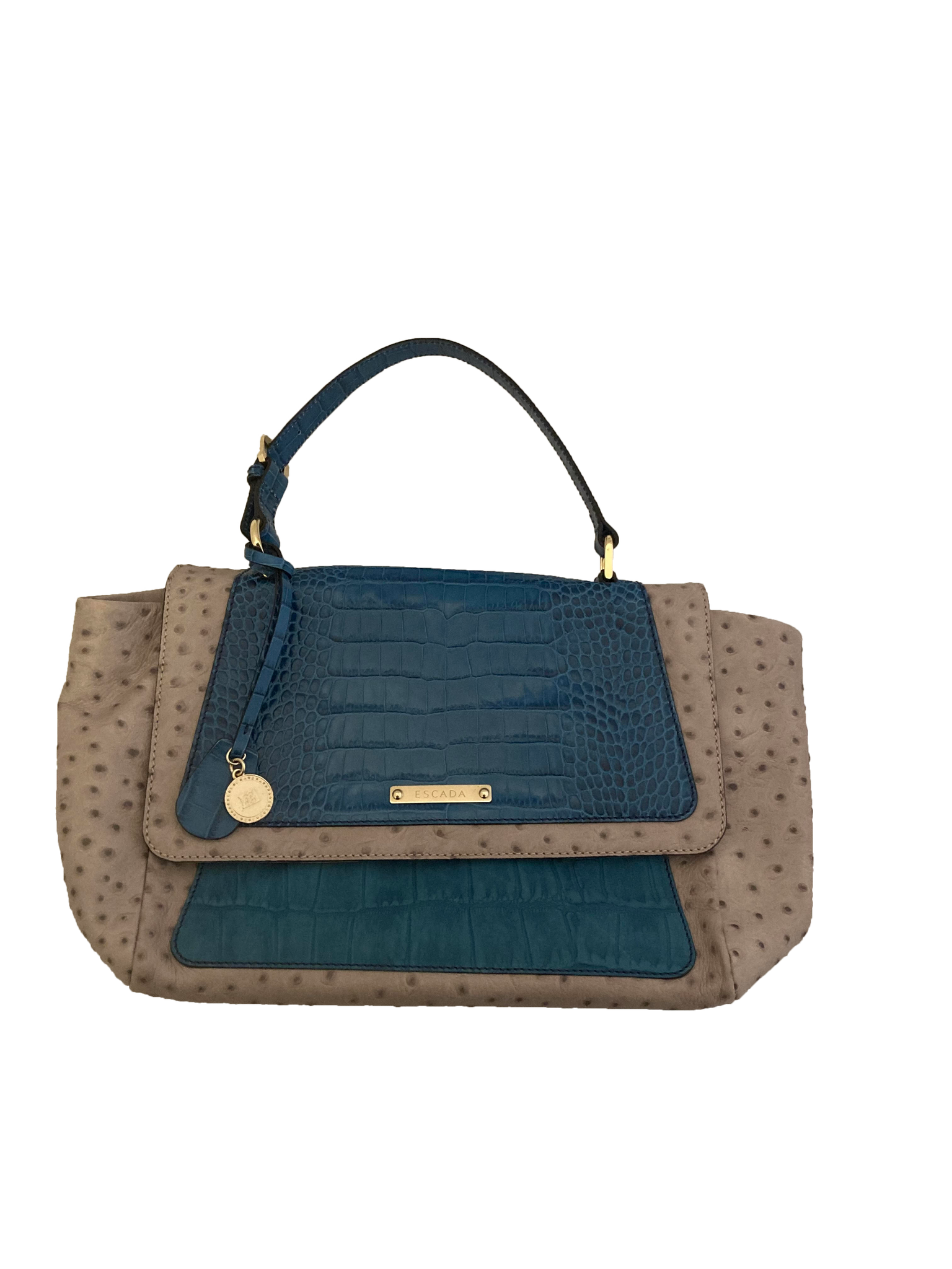 Ostrich and Snakeskin Embossed Handbag