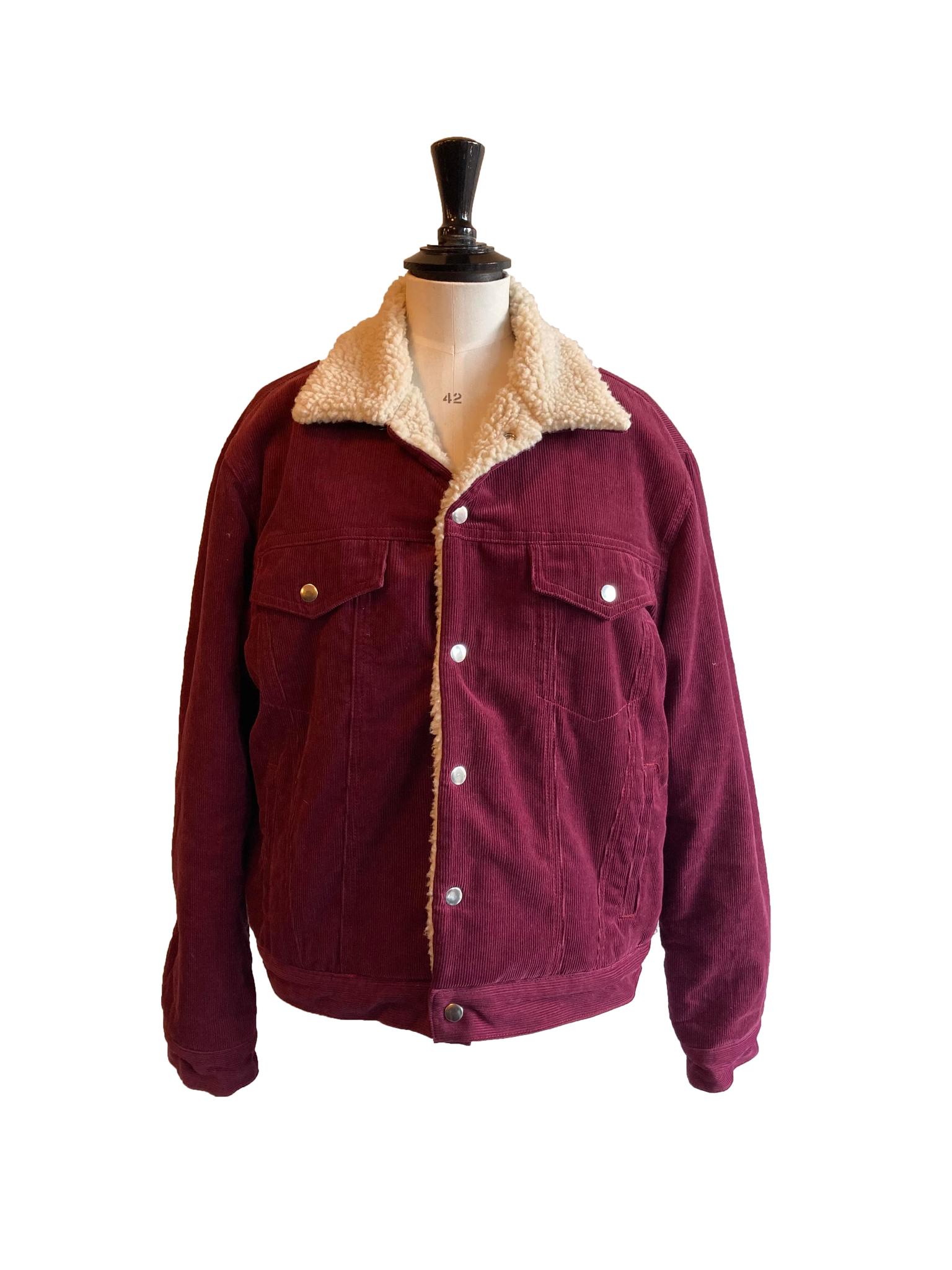 Red shearling corduroy jacket sale