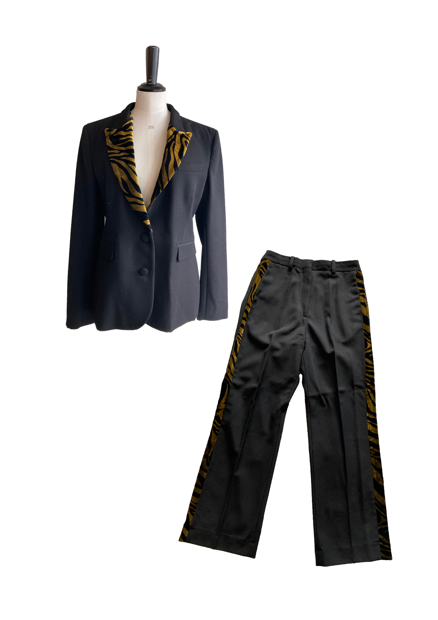 Trouser Suit with Velvet Trim