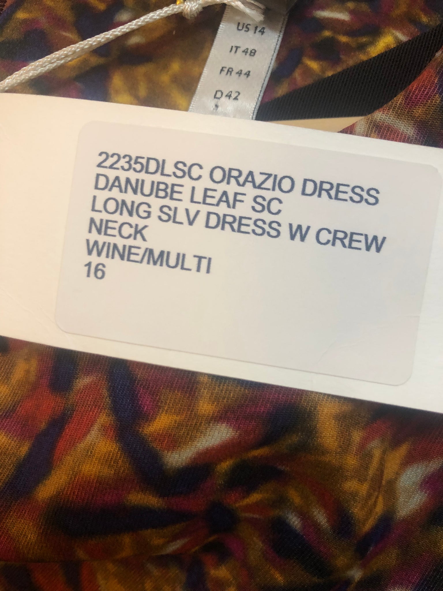 Isabella's Wardrobe Erdem Danube Leaf Orazio Long Sleeve Dress.