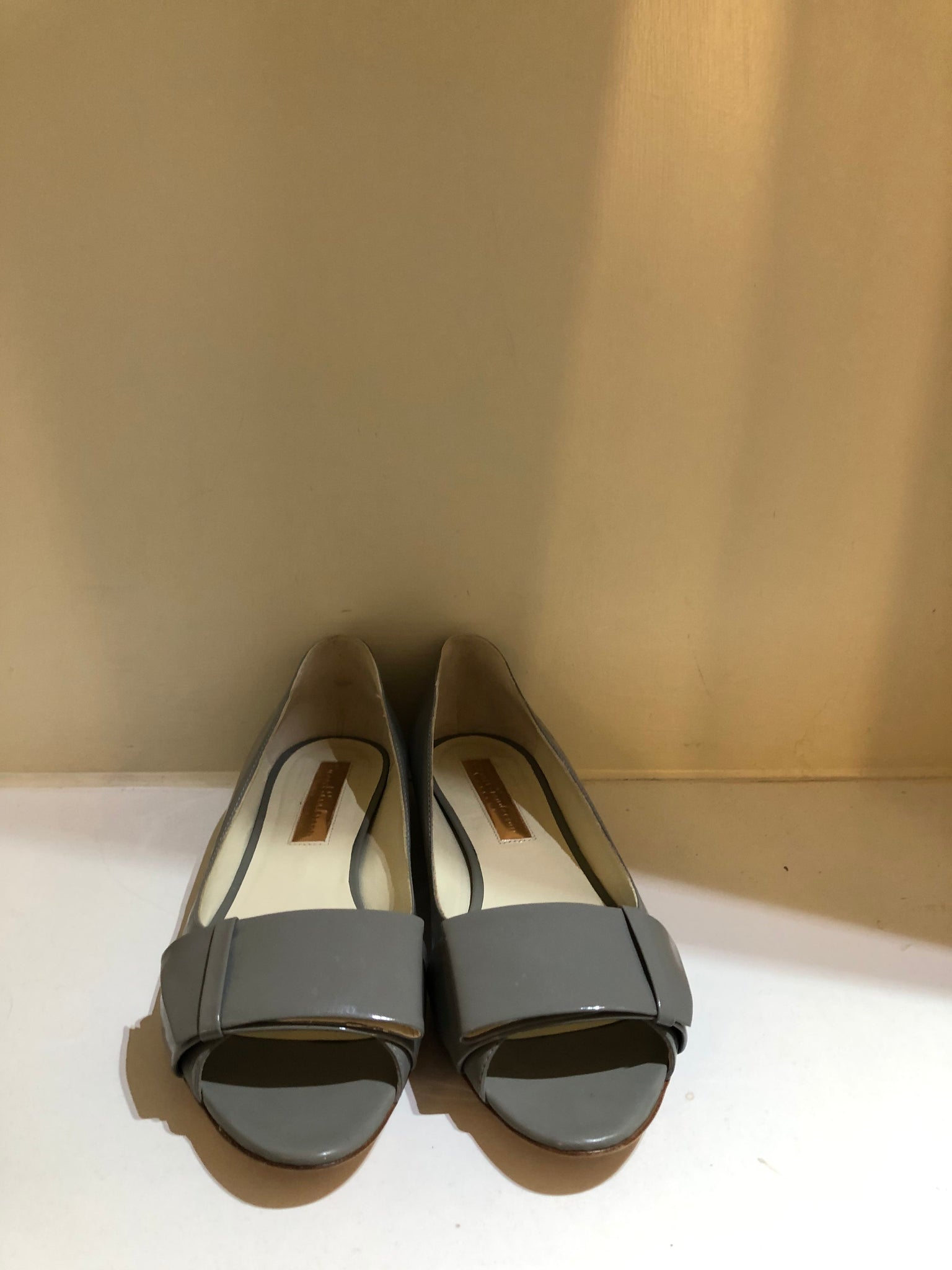 Isabella's Wardrobe Rupert Sanderson Patent Open Toe Flats.