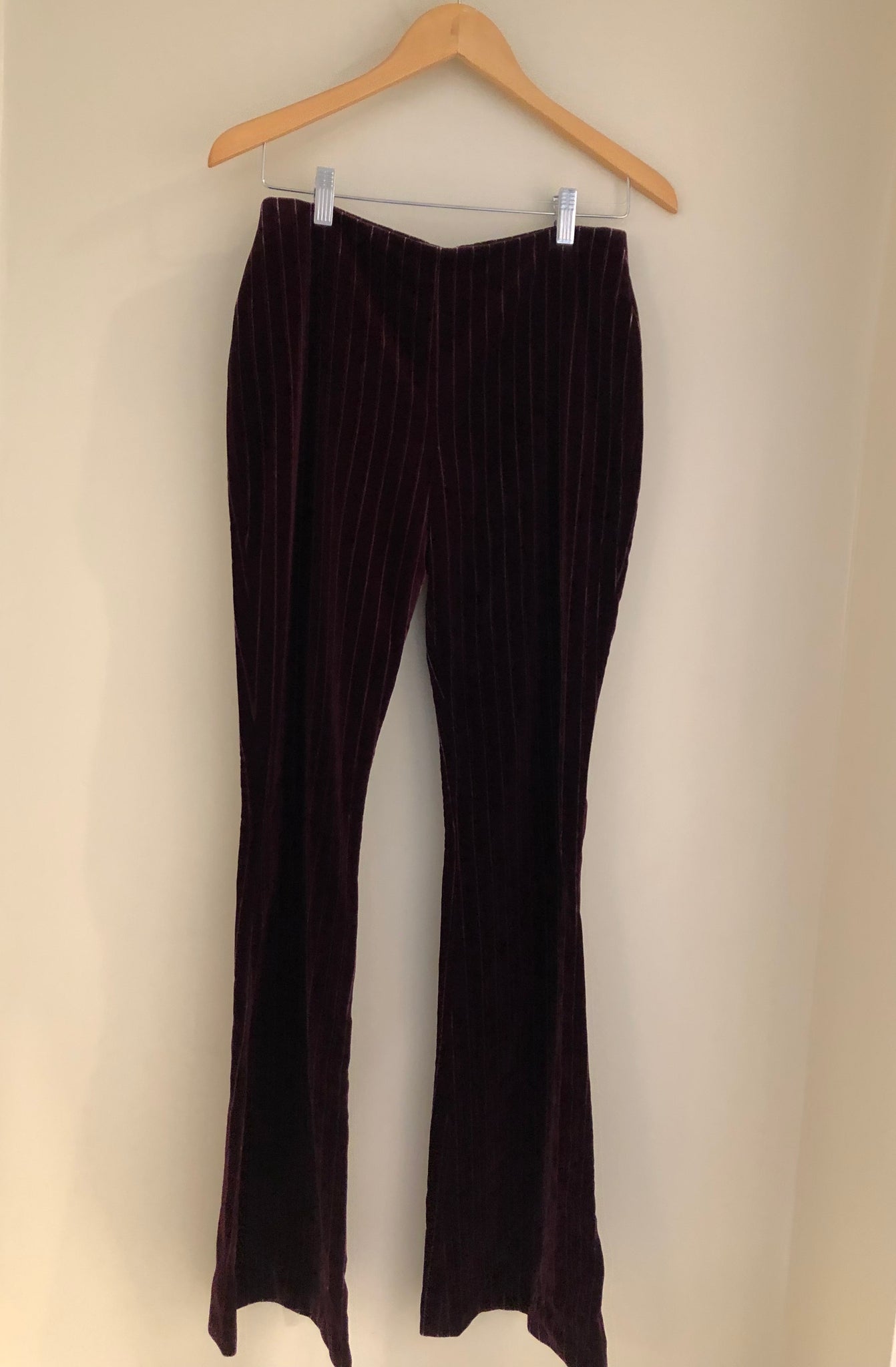 Isabella's Wardrobe Voyage Velvet Pinstriped Flared Trousers.