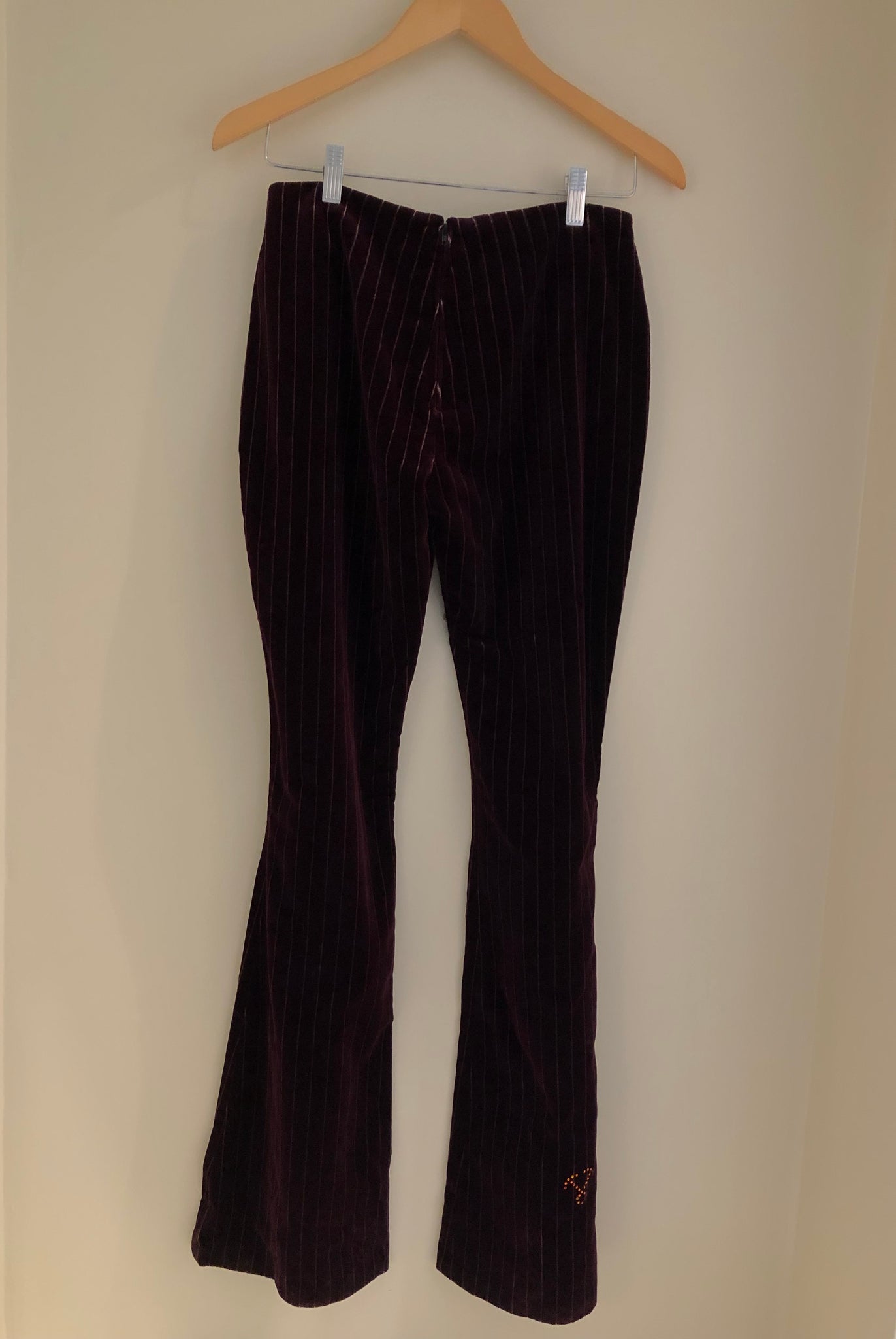 Isabella's Wardrobe Voyage Velvet Pinstriped Flared Trousers.