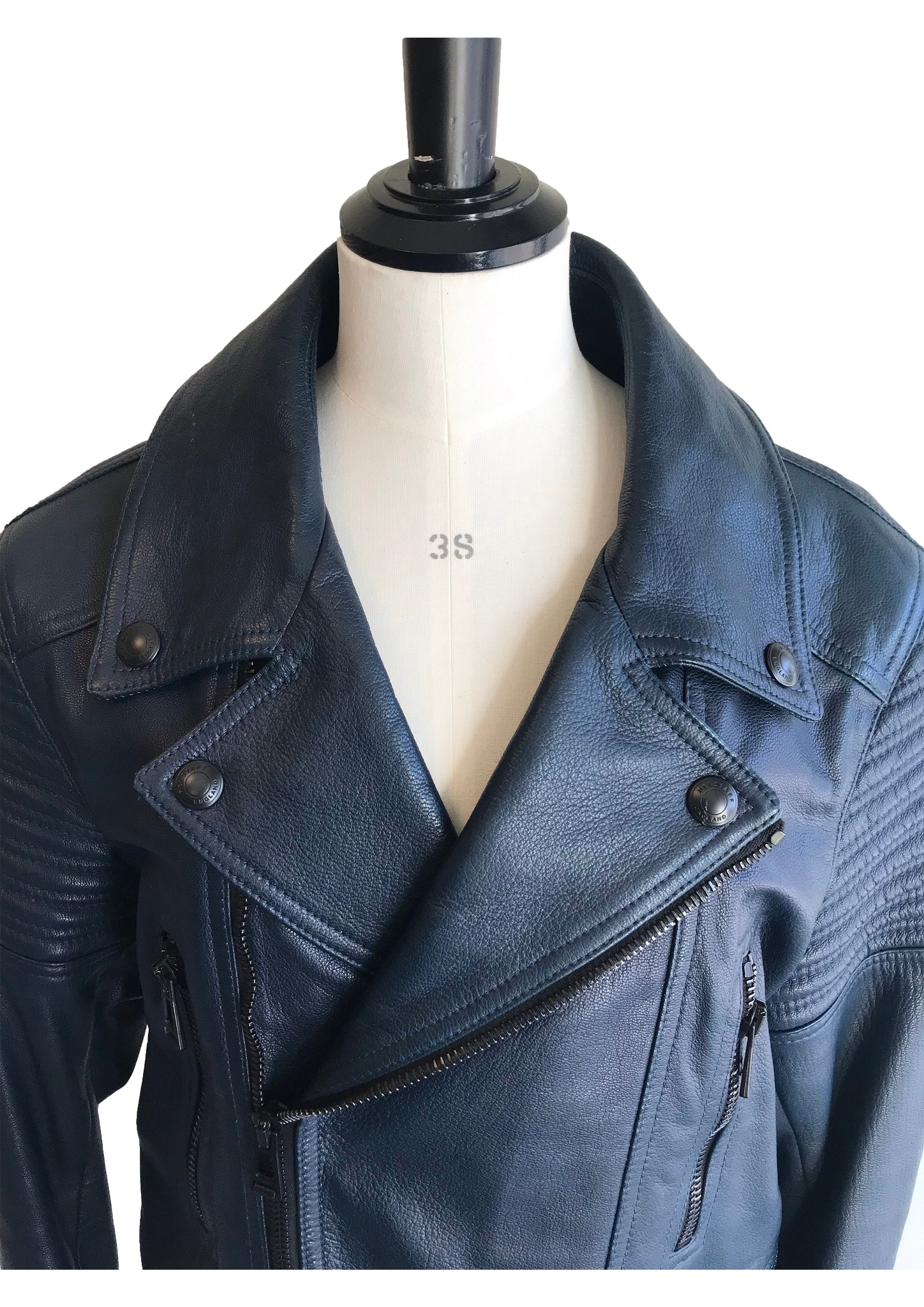 Isabella's Wardrobe Belstaff Gents Navy Leather Biker Jacket.