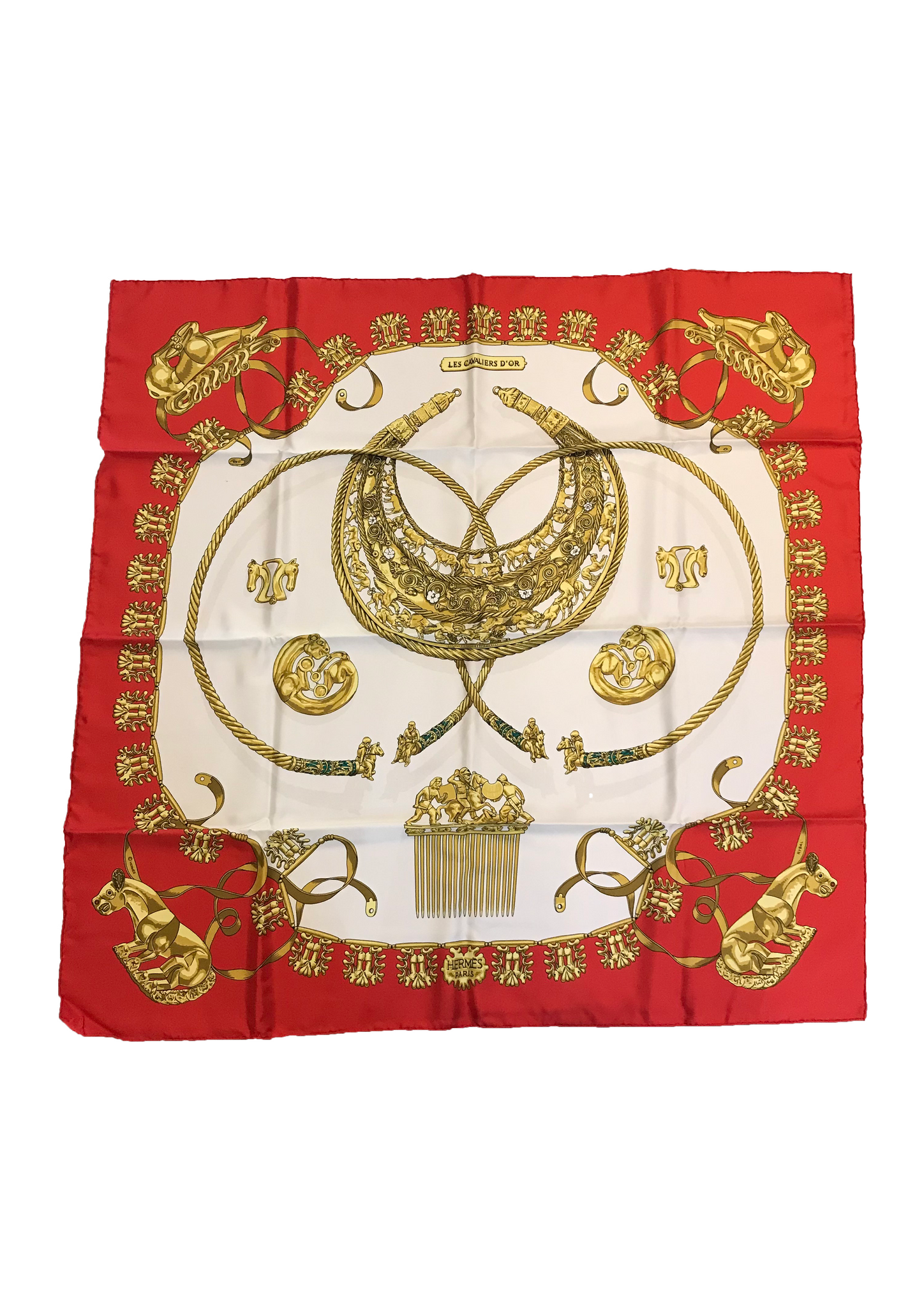 Isabella's Wardrobe Hermes Les Cavaliers D'or Silk Scarf.