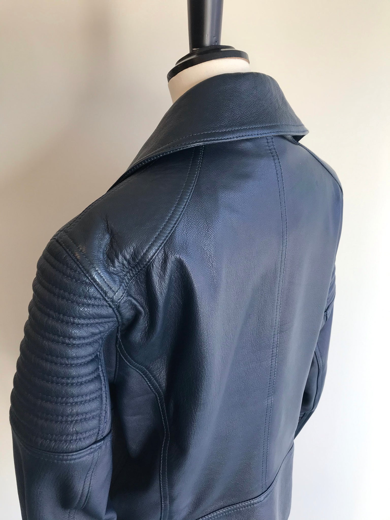Isabella's Wardrobe Belstaff Gents Navy Leather Biker Jacket.