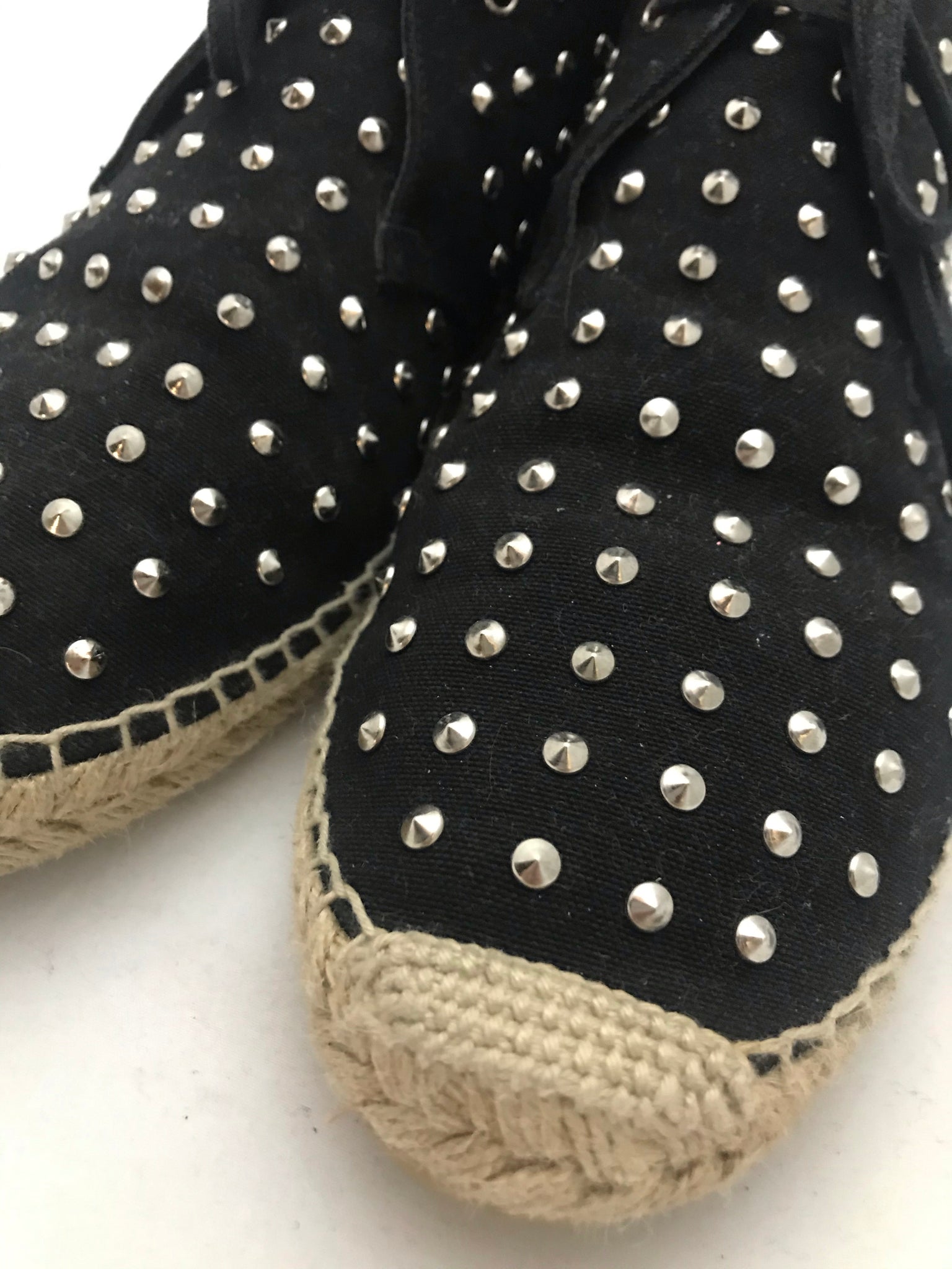 Isabella's Wardrobe Saint Laurent Studded Canvas High-Top Espadrille Sneaker.