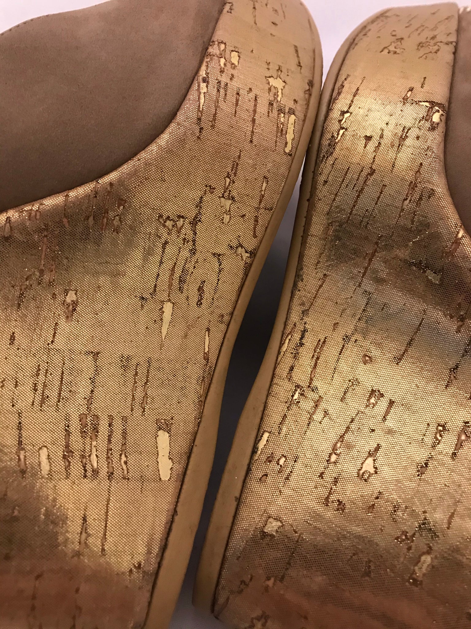 Isabella's Wardrobe Stuart Weitzman Metallic Suede Wedges.