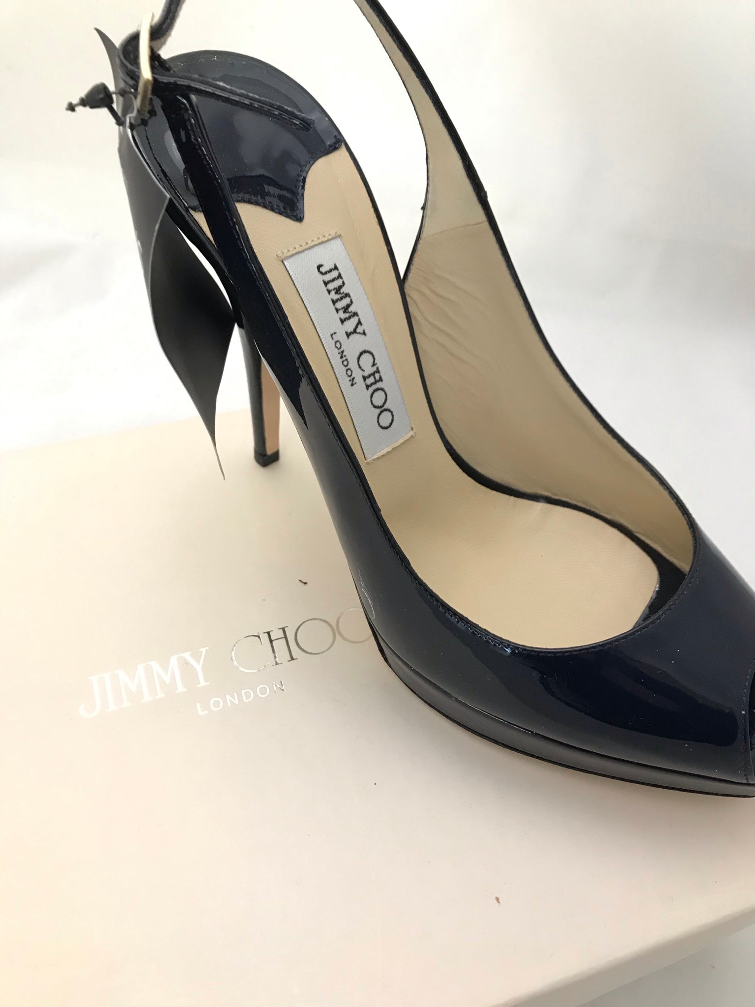 Isabella's Wardrobe Jimmy Choo Navy Patent Clue Shoes.
