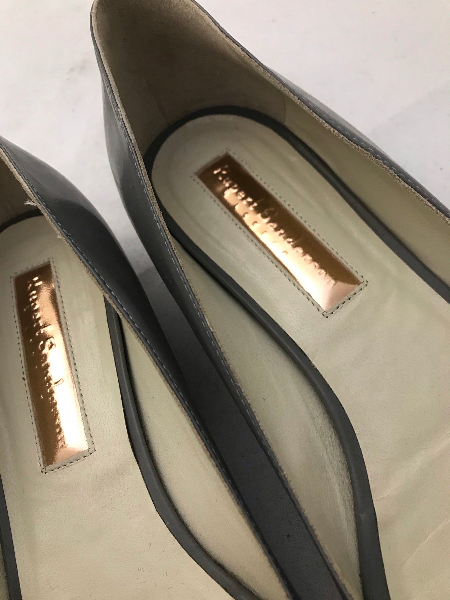 Isabella's Wardrobe Rupert Sanderson Patent Open Toe Flats.
