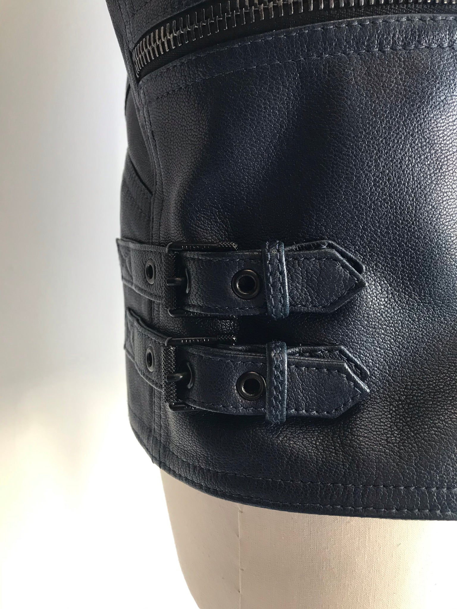 Isabella's Wardrobe Belstaff Gents Navy Leather Biker Jacket.