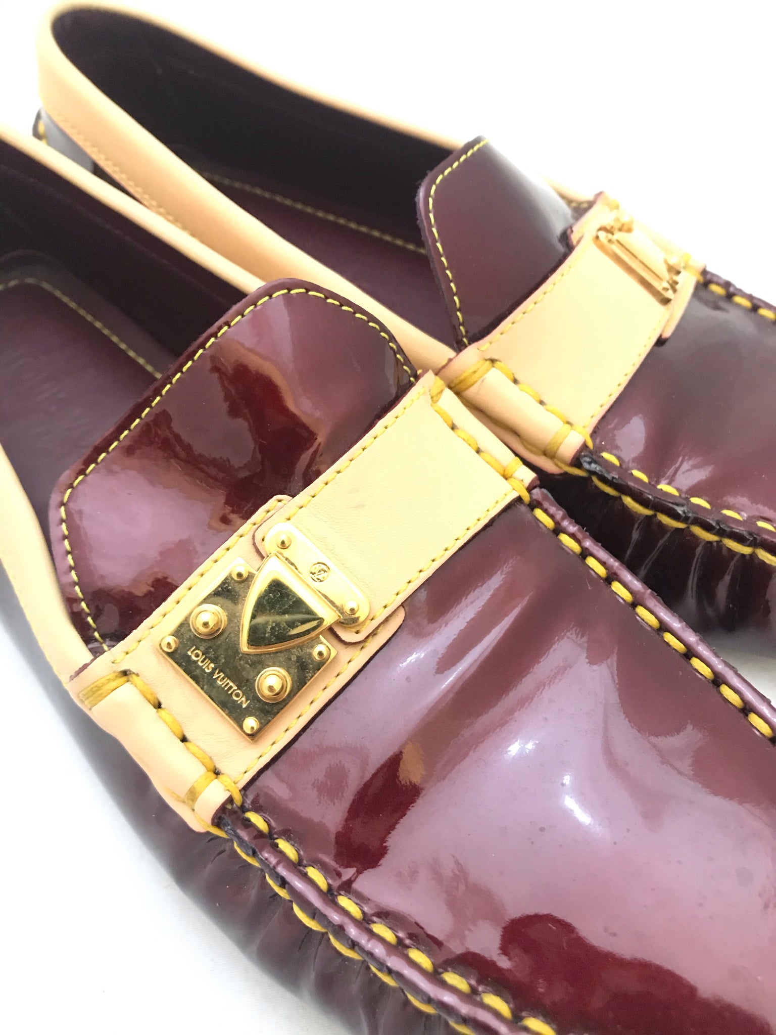 Isabella's Wardrobe Louis Vuitton Patent Leather Lombok Loafers.