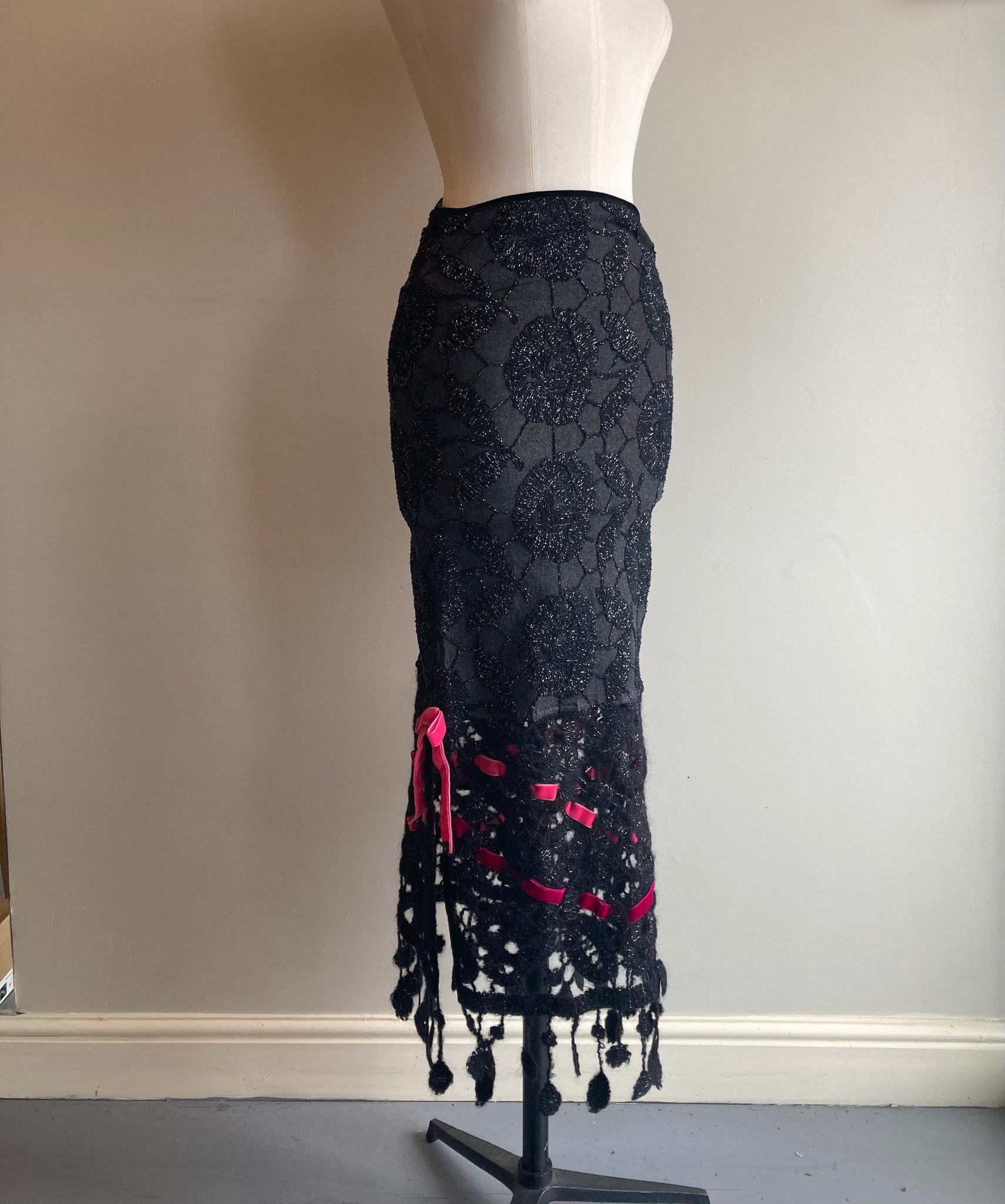 Crochet Style Wool Skirt