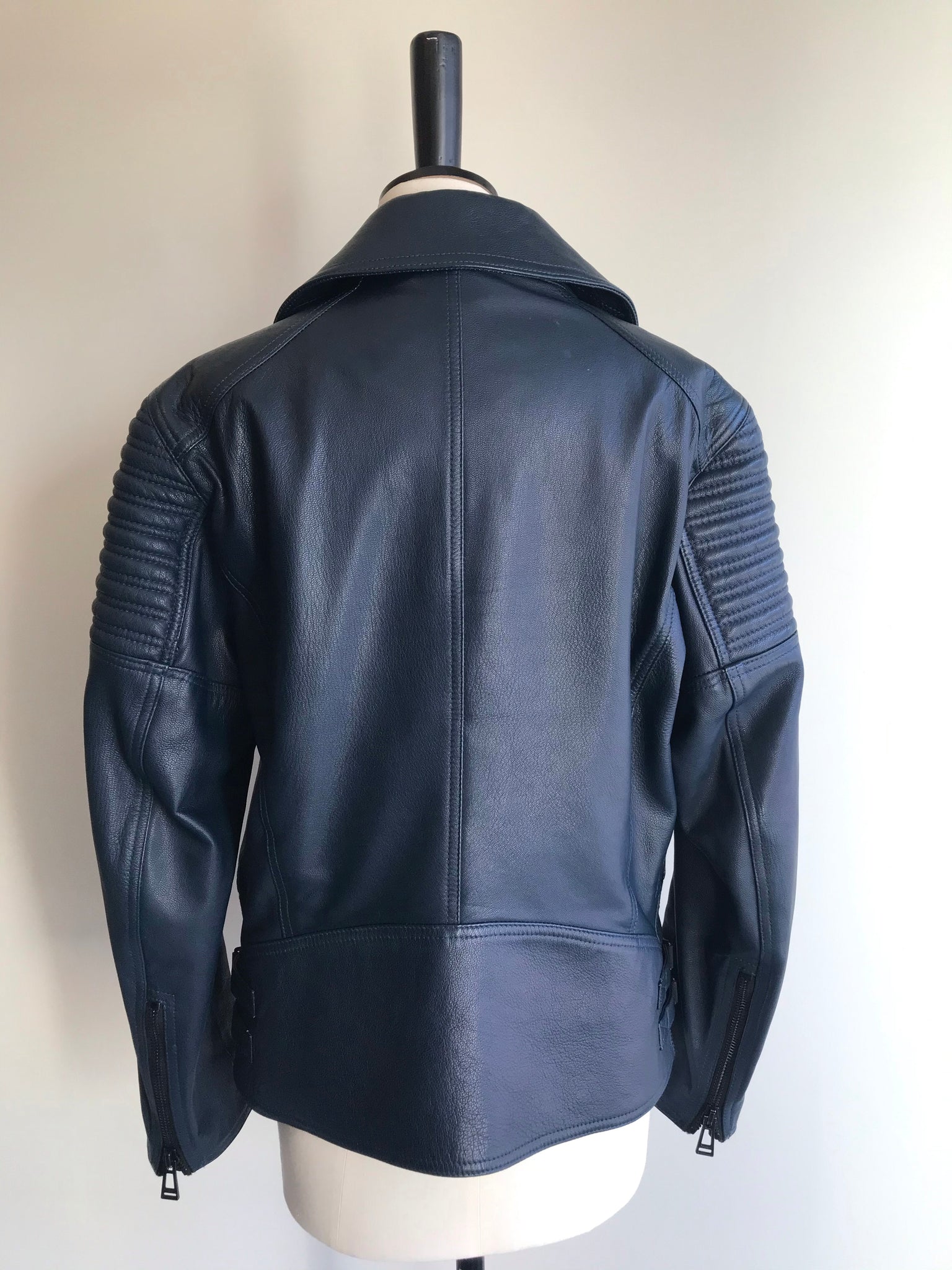 Isabella's Wardrobe Belstaff Gents Navy Leather Biker Jacket.