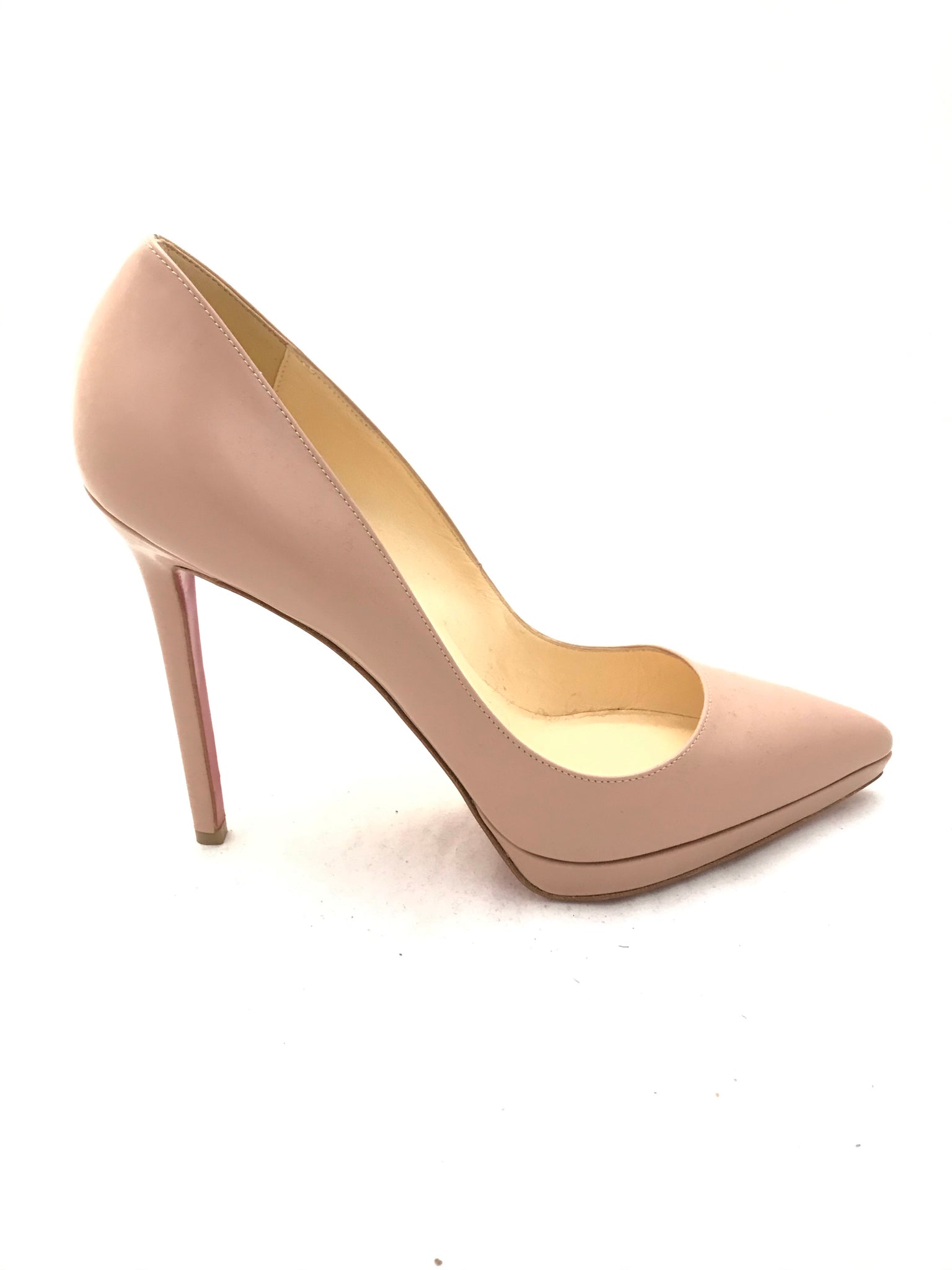 Isabella's Wardrobe Christian Louboutin Nude Patent Pigalle Plato 120 Heels.