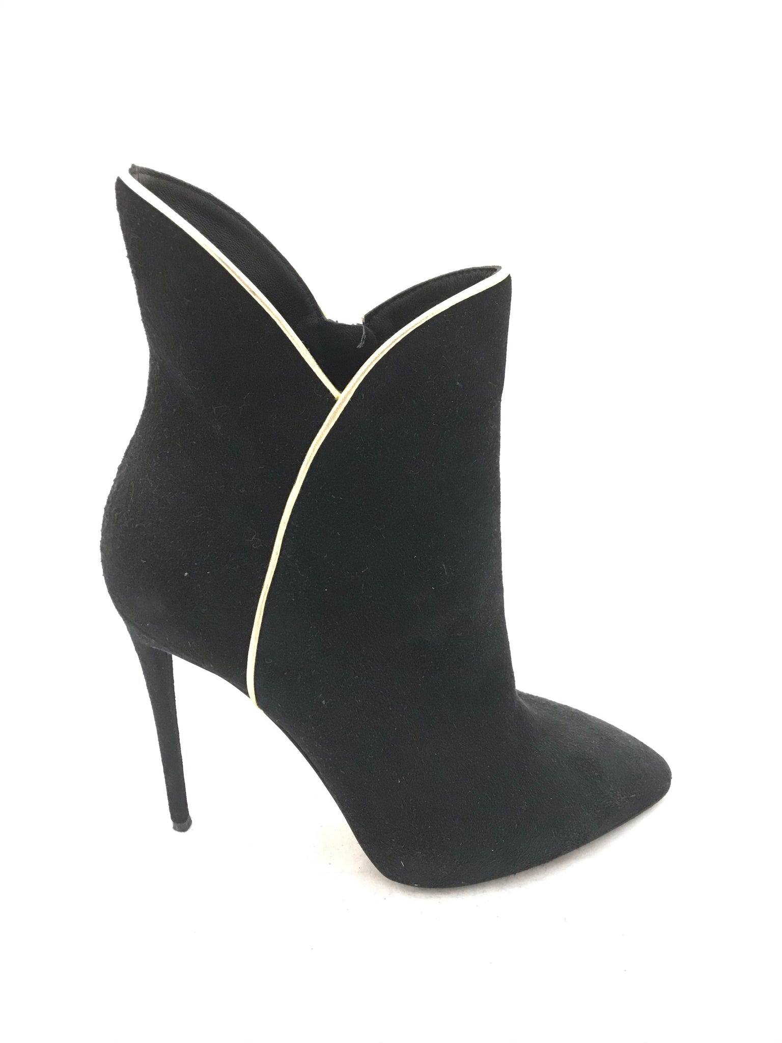 Isabella's Wardrobe Giuseppe Zanotti Suede Shoeboots with Gold Piping.