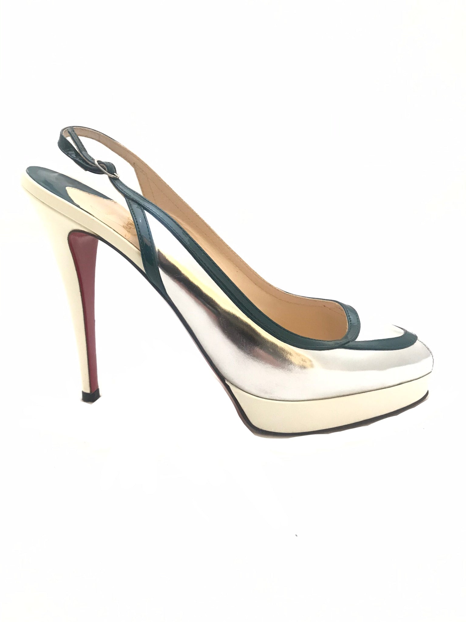 Isabella's Wardrobe Christian Louboutin Metallic Fox Trot Slingbacks.