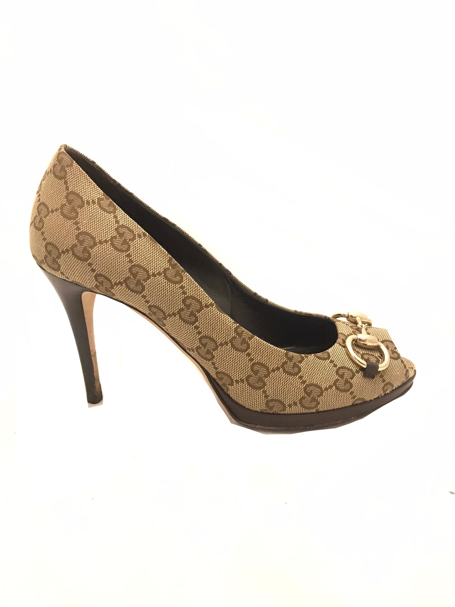 Isabella's Wardrobe Gucci Horsebit Peep Toe Heels.