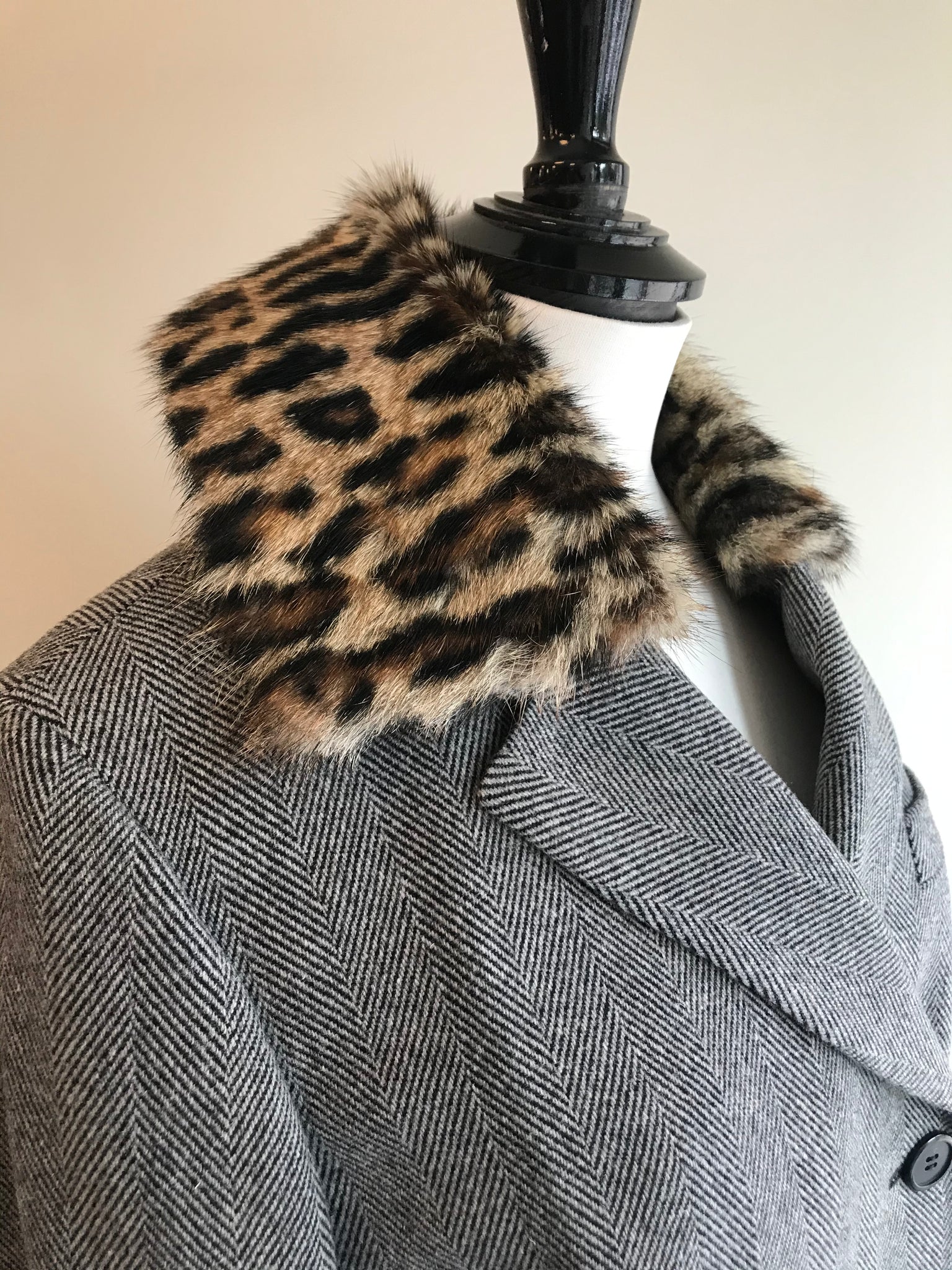 Isabella's Wardrobe Prada Houndstooth Jacket with Fur Trim.