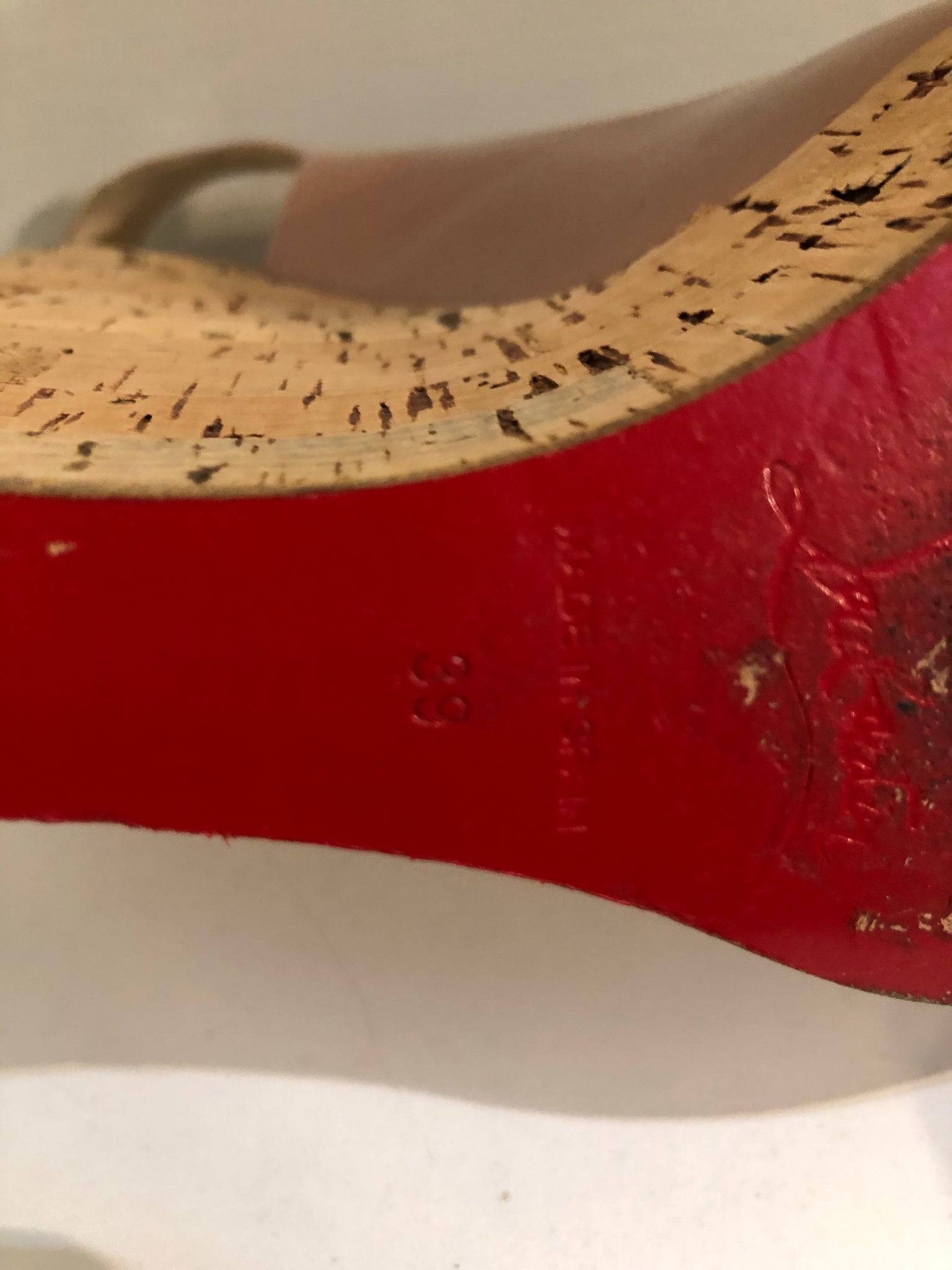 Isabella's Wardrobe Christian Louboutin Patent Cork Wedge.