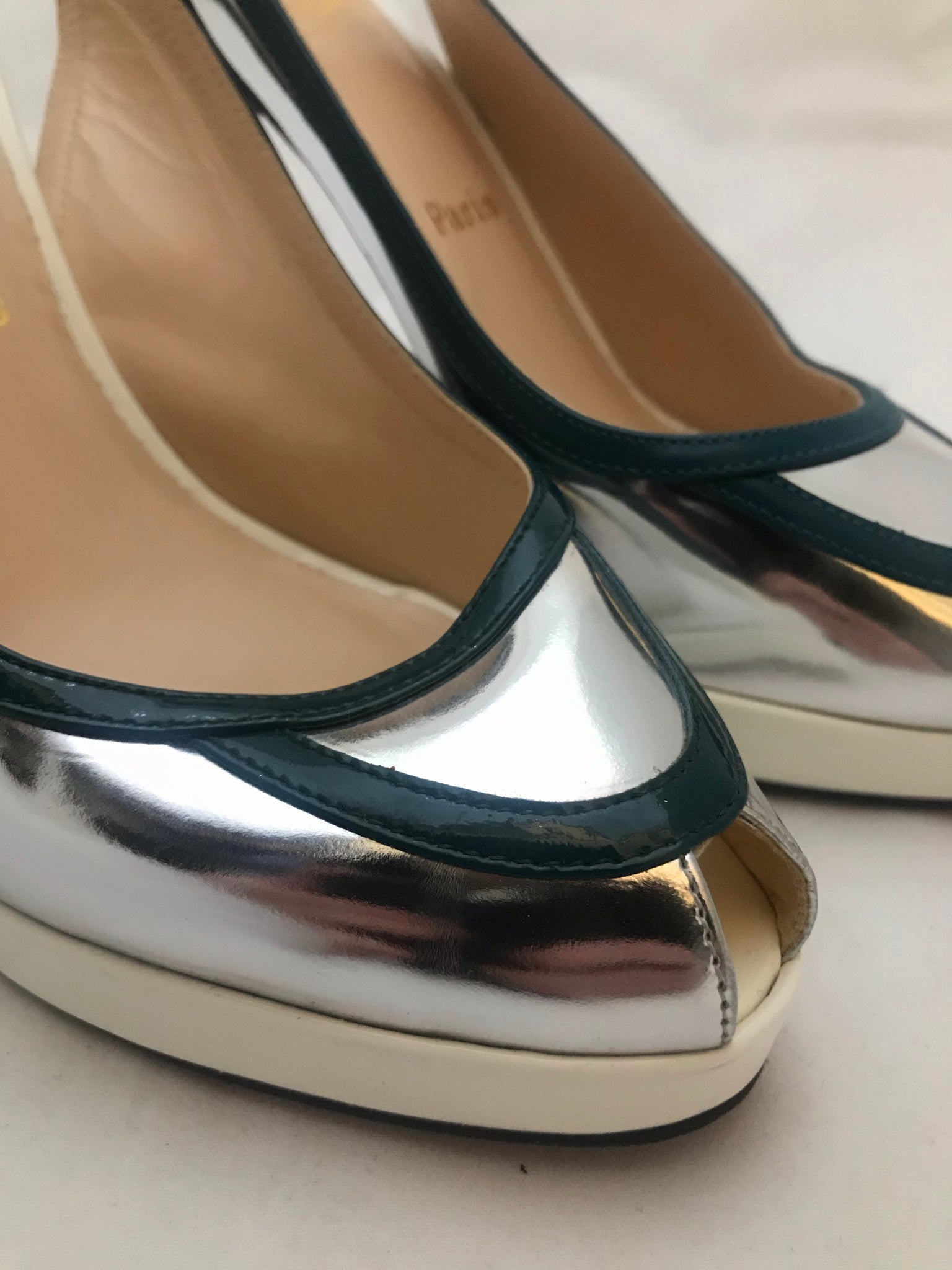 Isabella's Wardrobe Christian Louboutin Metallic Fox Trot Slingbacks.