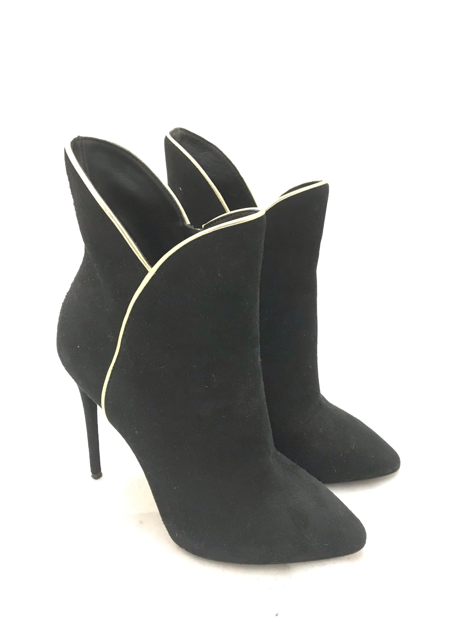 Isabella's Wardrobe Giuseppe Zanotti Suede Shoeboots with Gold Piping.