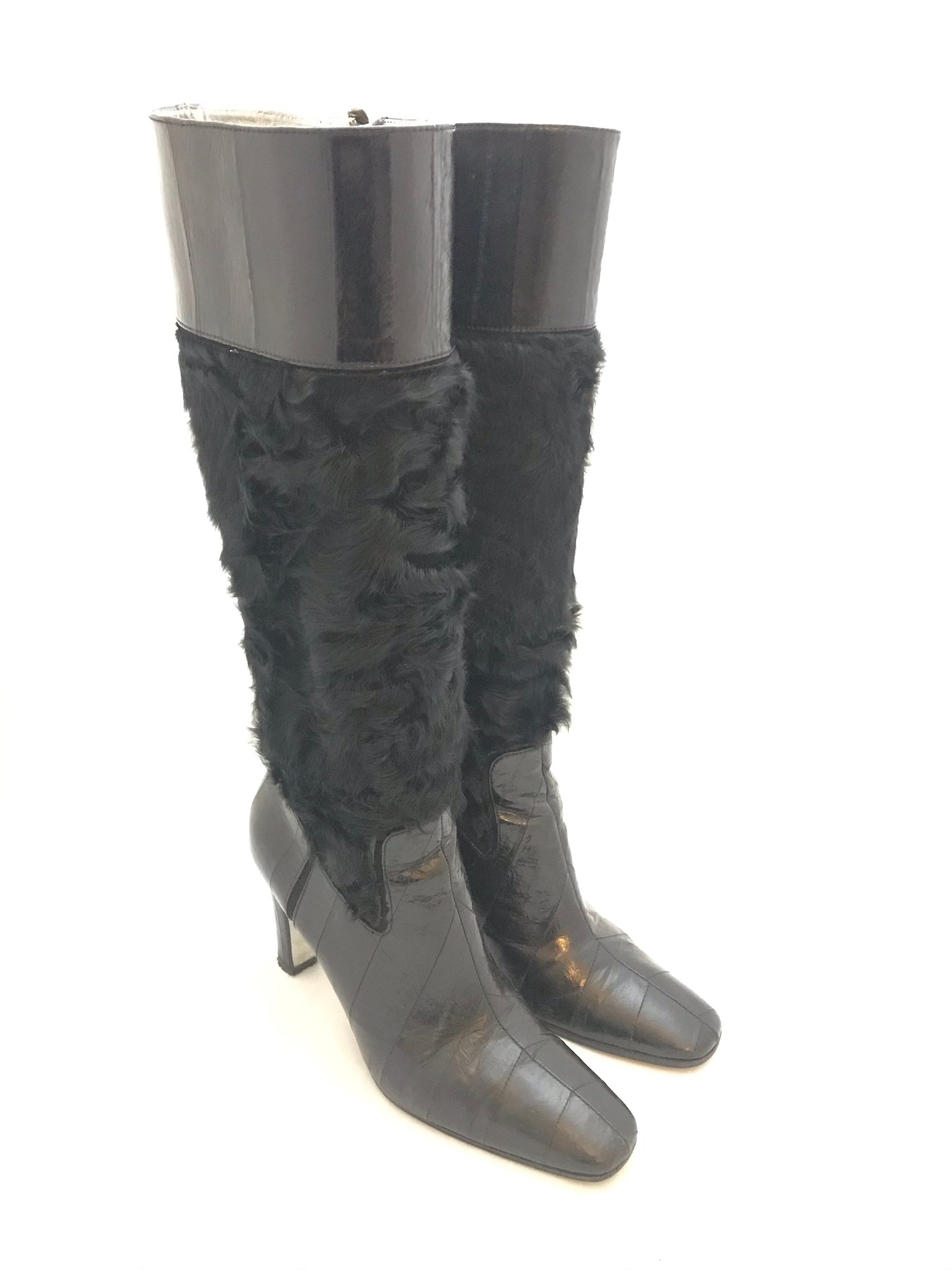 Isabella's Wardrobe Dolce & Gabbana Leather and Fur Knee High Boots.