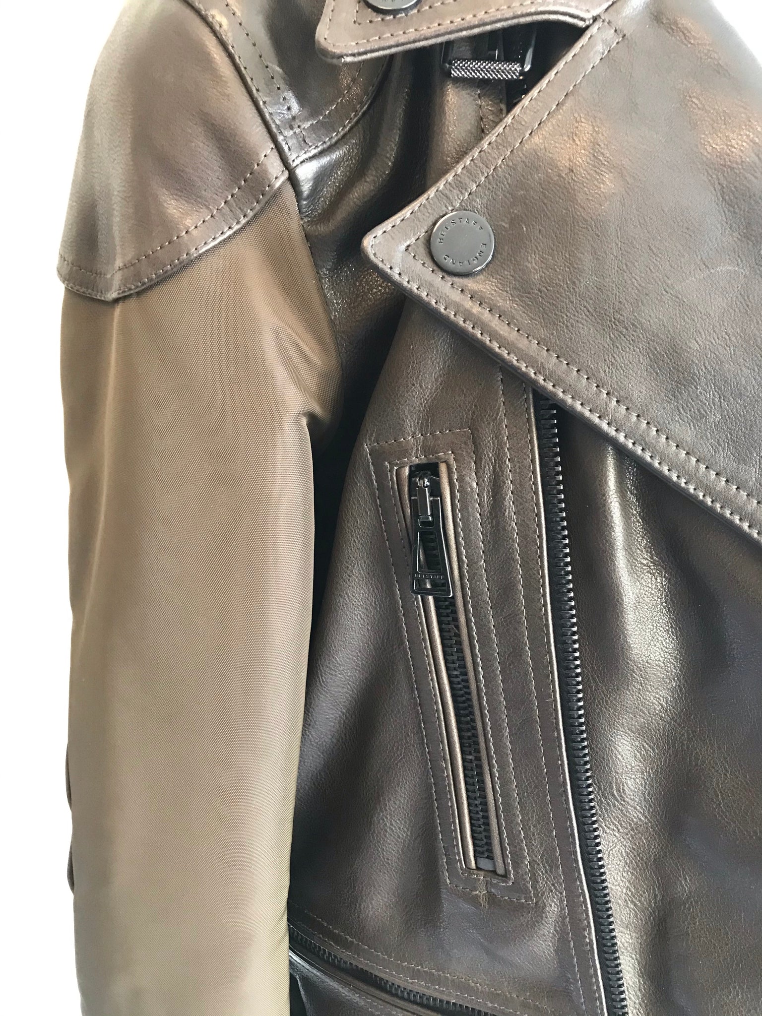 Isabella's Wardrobe Belstaff Gents Brown Leather and Canvas Jacket.