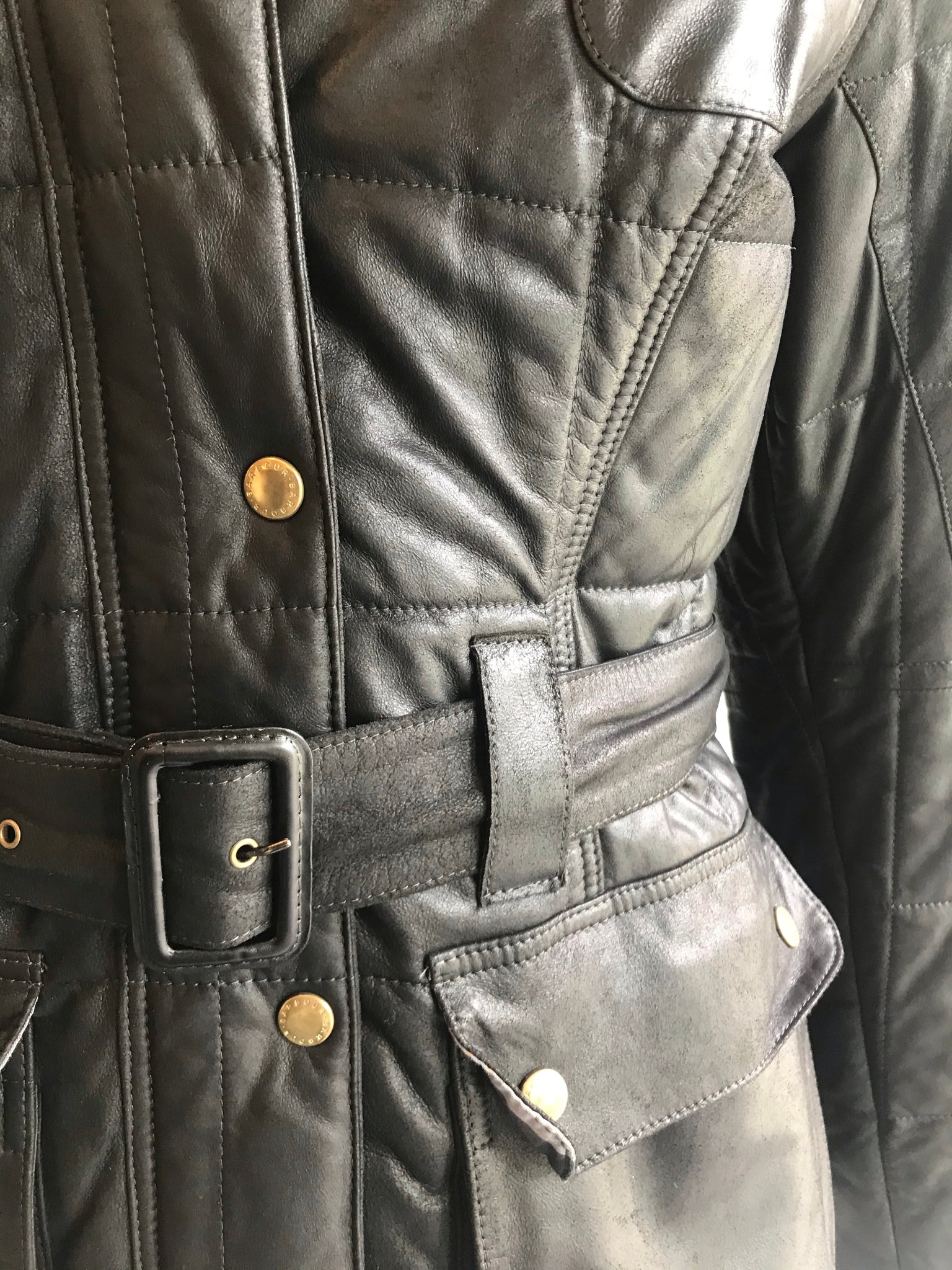 Isabella's Wardrobe Barbour International Leather Jacket.