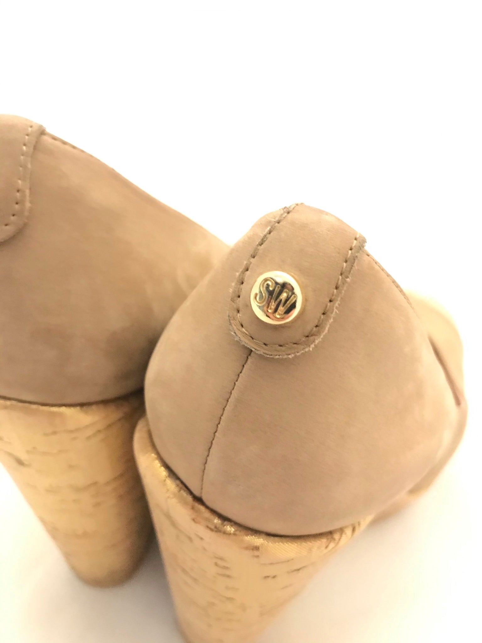 Isabella's Wardrobe Stuart Weitzman Metallic Suede Wedges.
