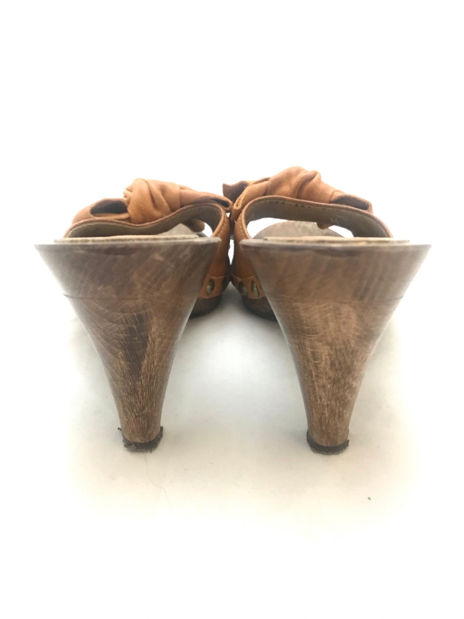 Isabella's Wardrobe Miu Miu Bufalo Ribbon Wooden Clogs.