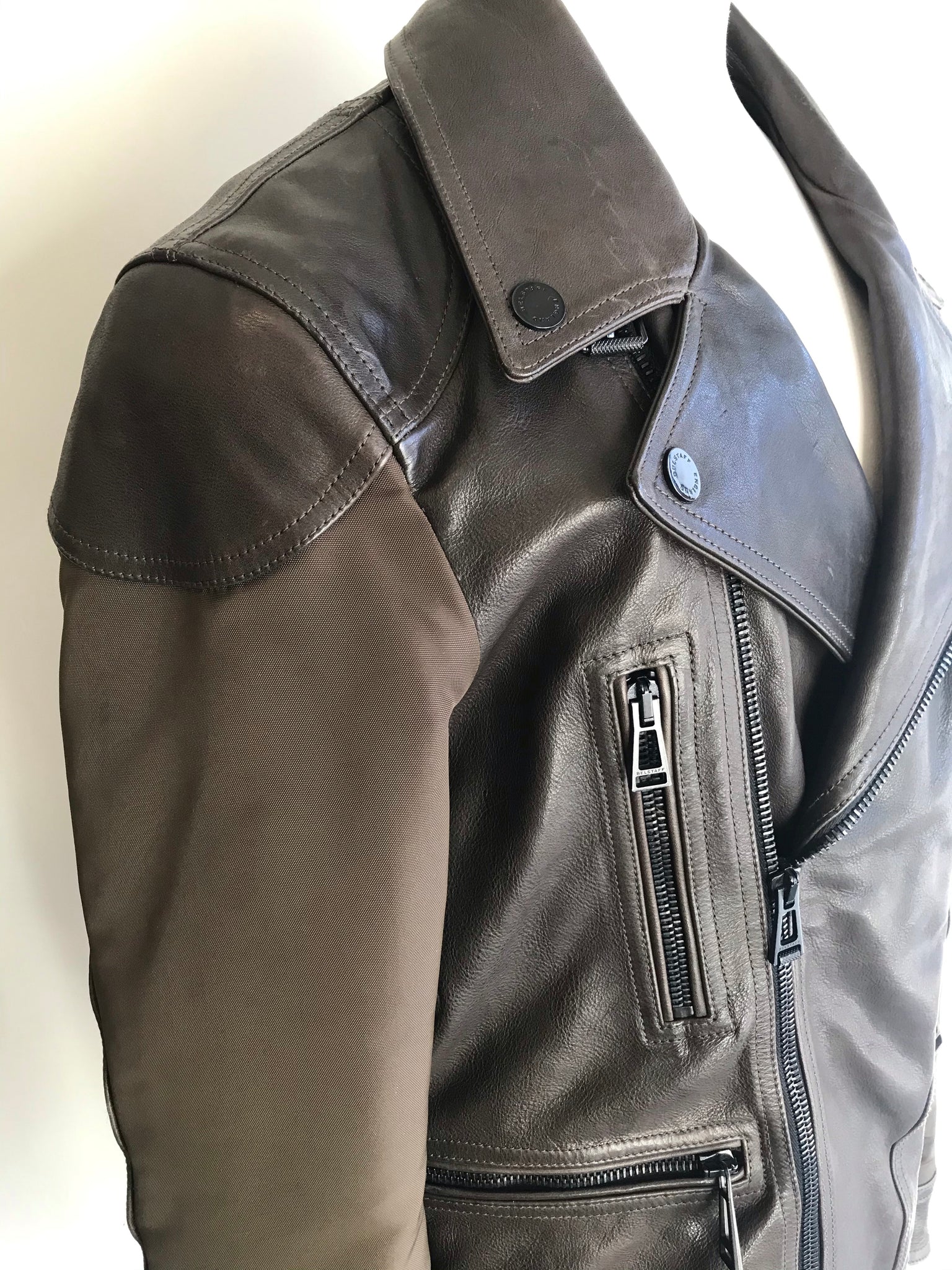 Isabella's Wardrobe Belstaff Gents Brown Leather and Canvas Jacket.