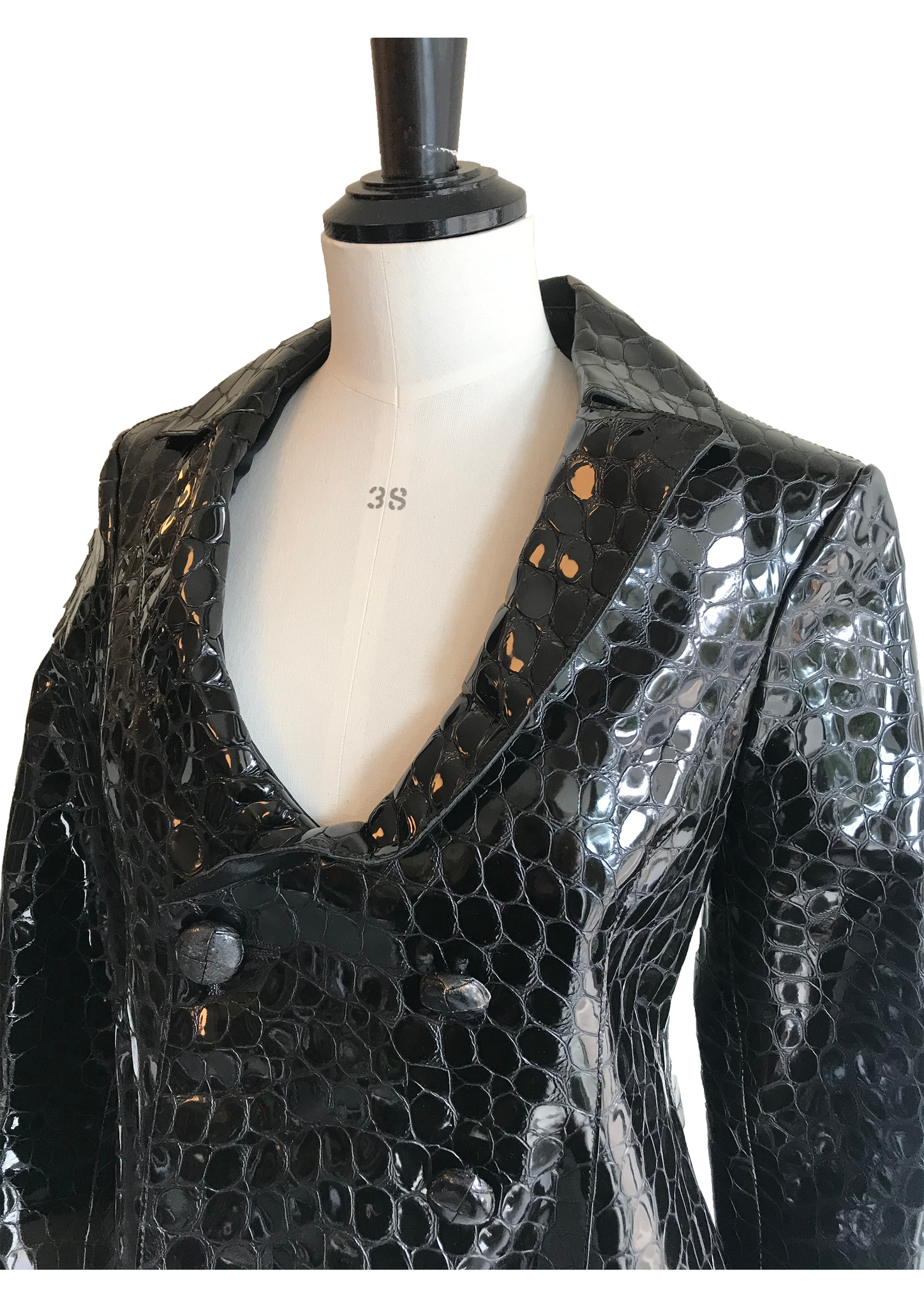 Isabella's Wardrobe Emporio Armani Croc Textured Patent Leather Jacket.