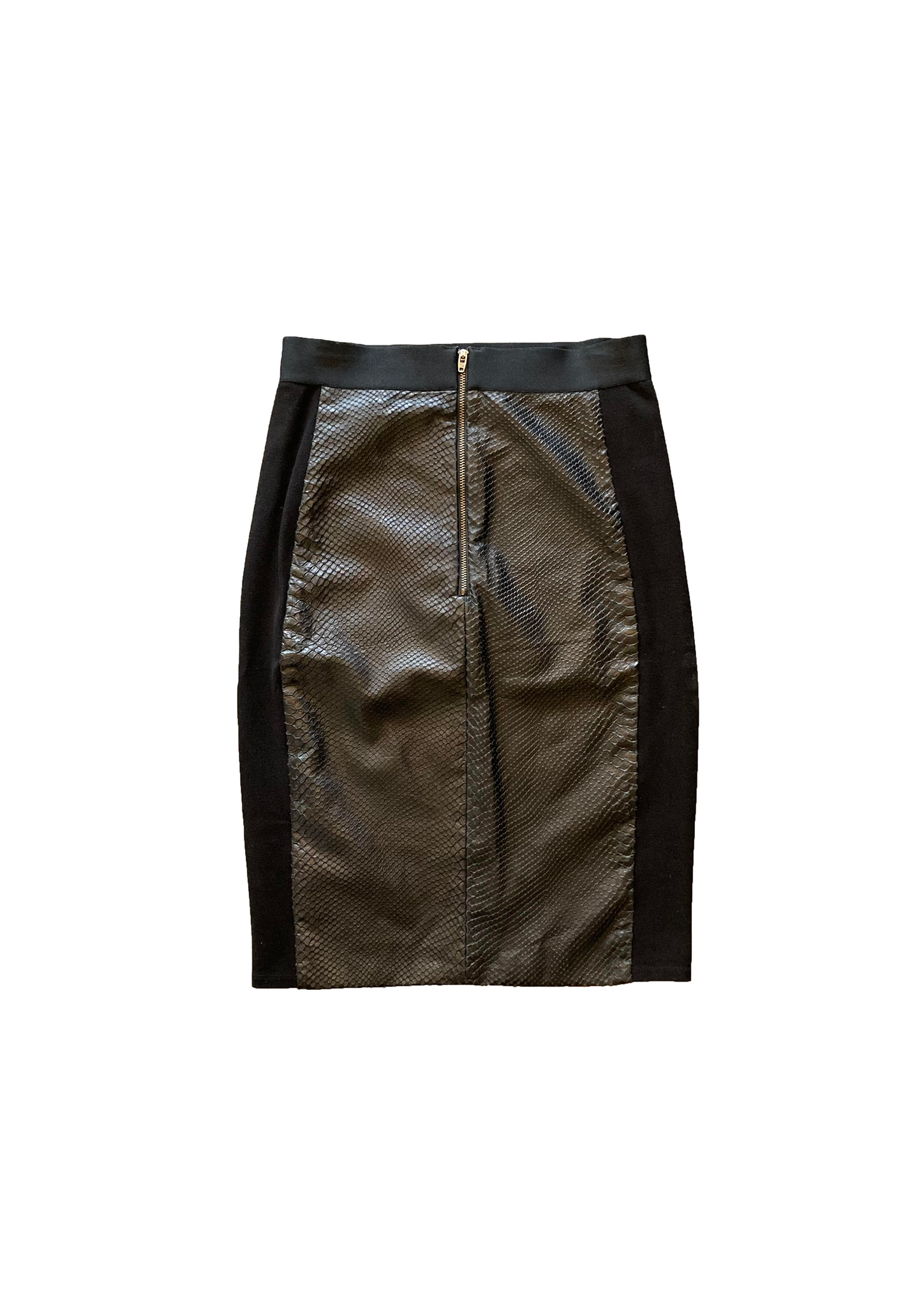 Snakeskin Embossed Lambskin Leather Skirt